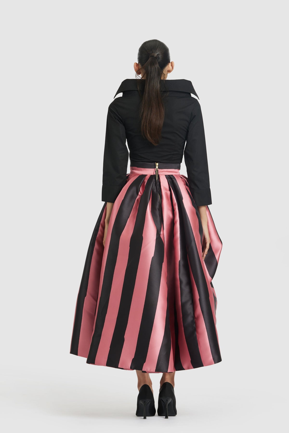 Pink &amp; Black Tea Length Skirt