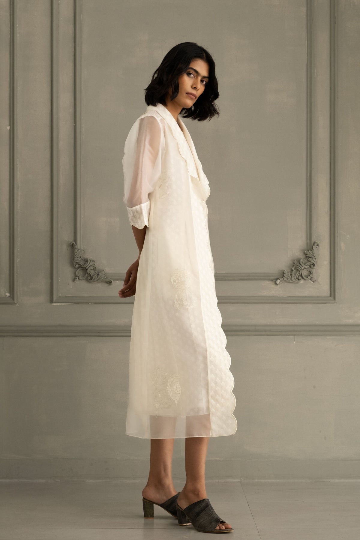 Ivory Scalloped Jumpsuit Set