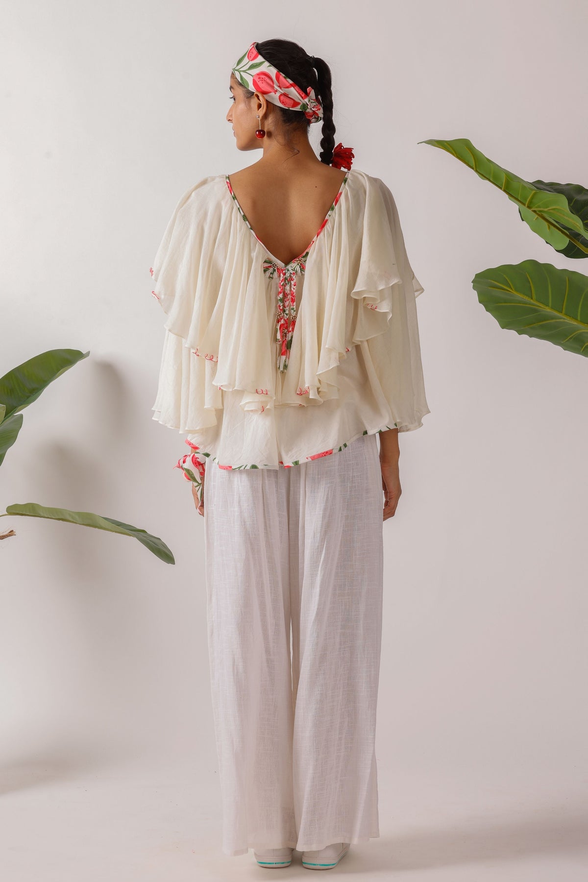 Ribbon Embroidery Ruffle Top