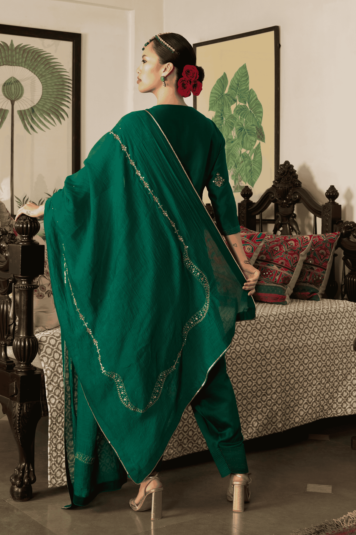 Green Silk Kurta Set
