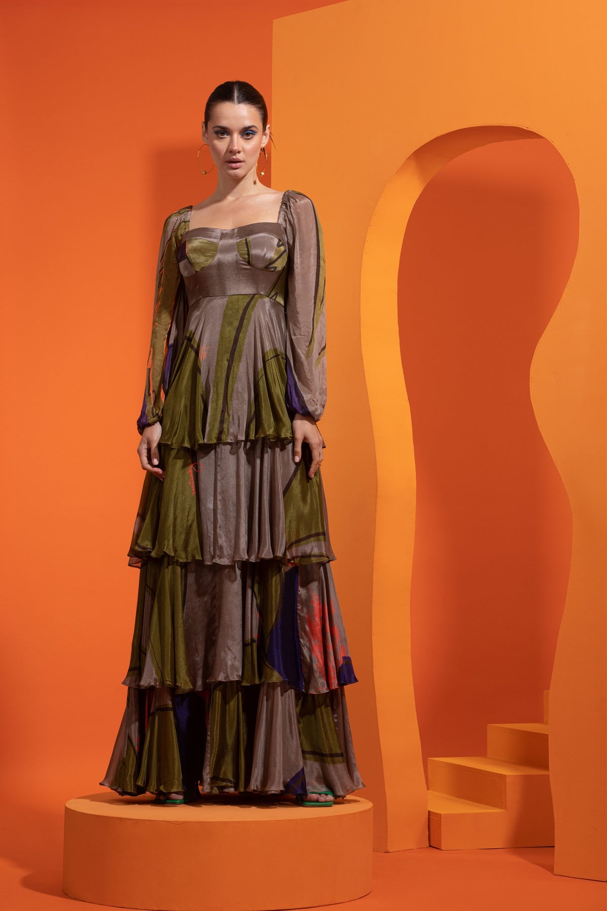 Artistic Printed Chiffn Dress