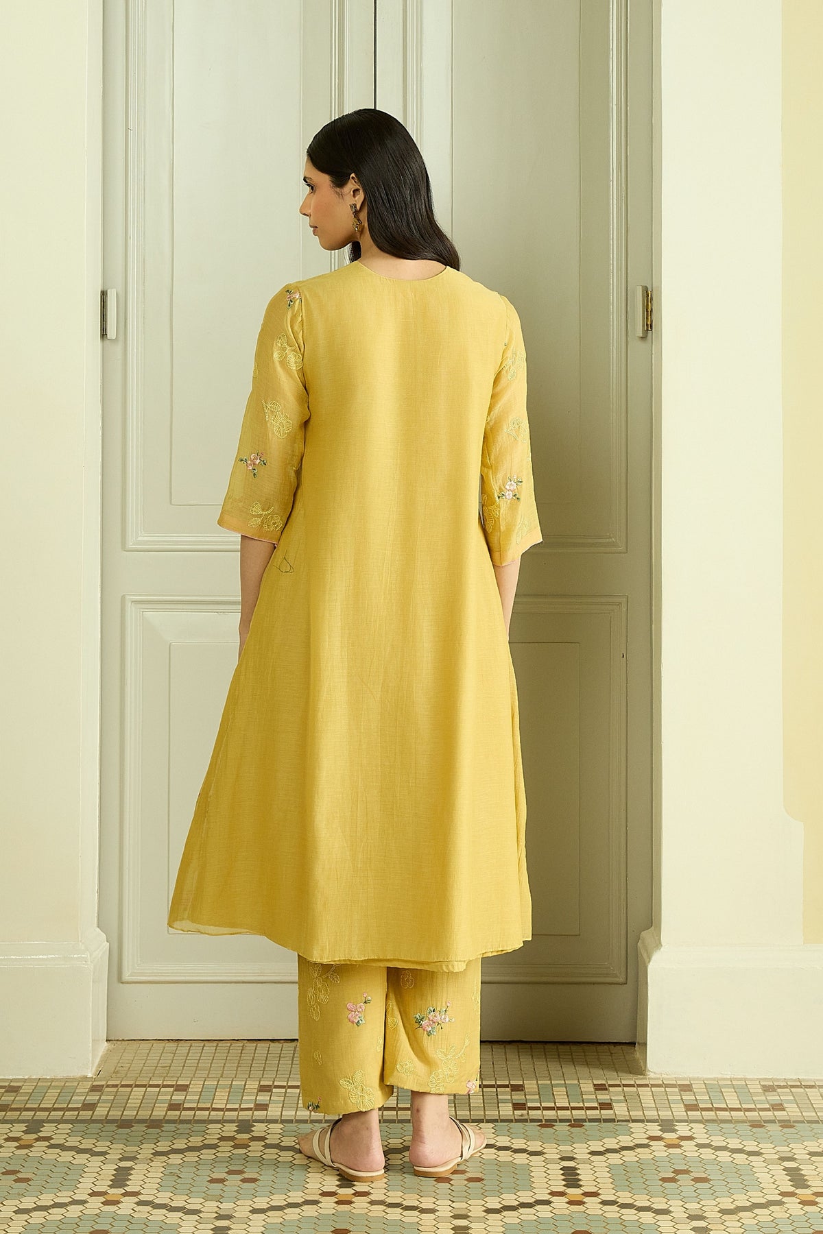 Lemon Thread Embroidered Tunic Set