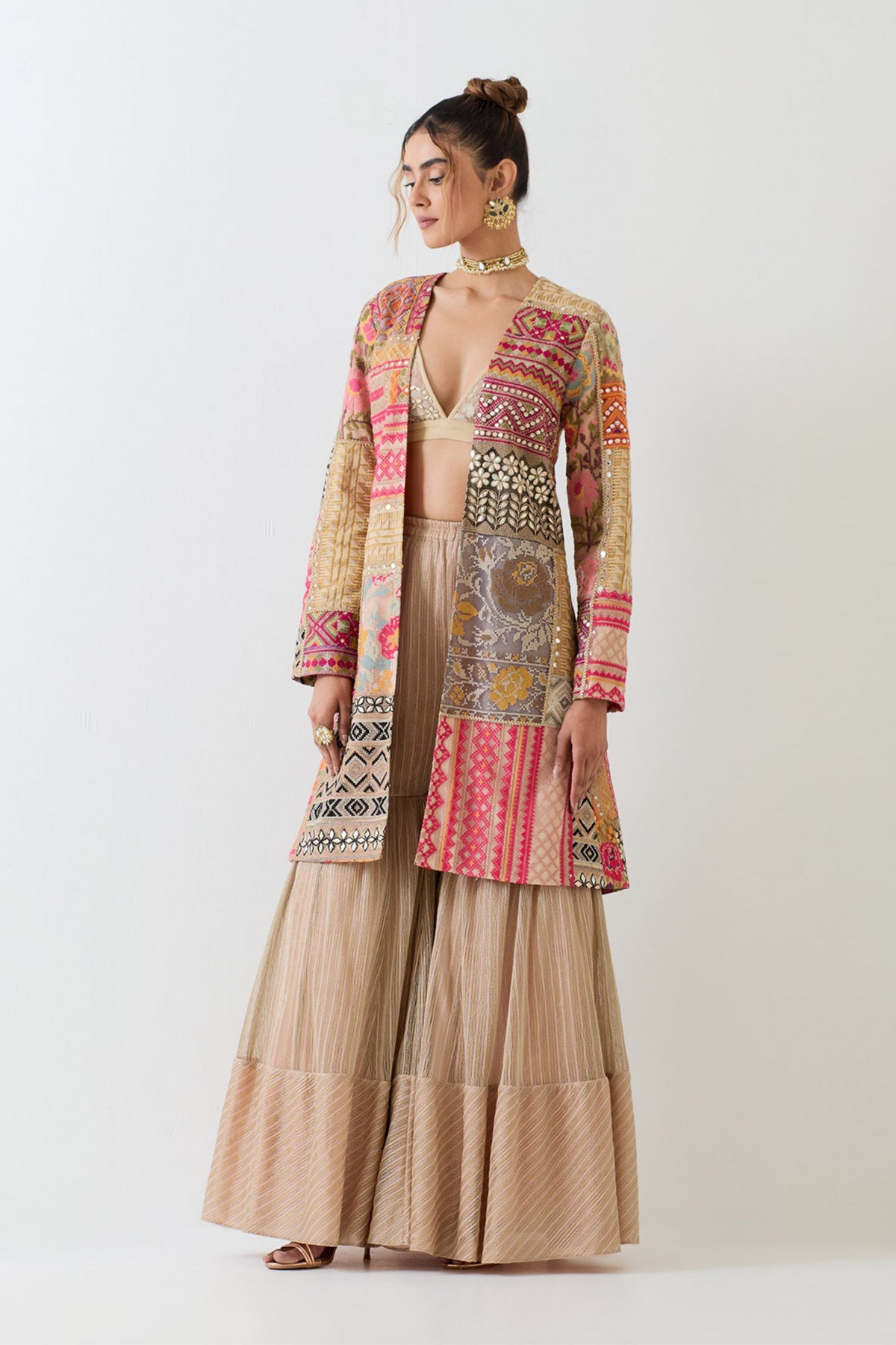 Chanderi Jacket Sharara Set