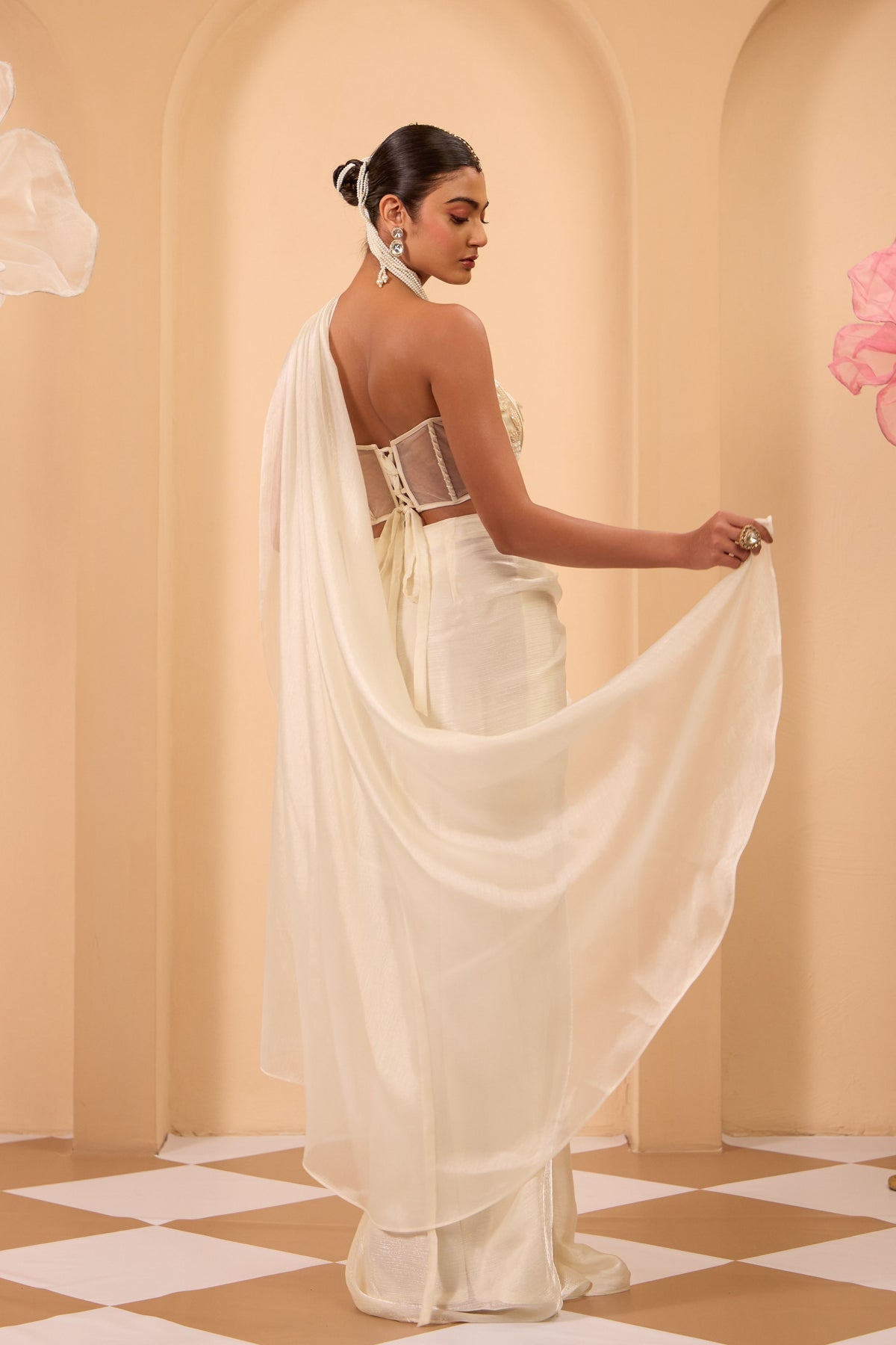Hand Adored Corset With Drape Saree