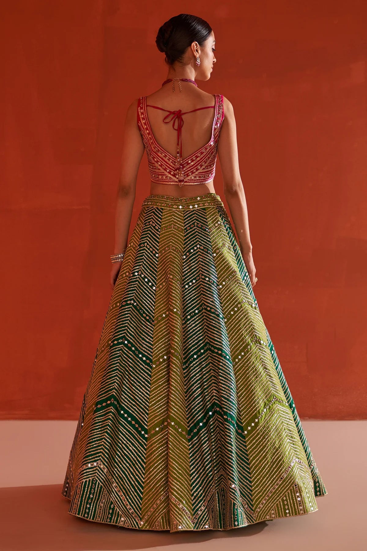 Multicolor Raw Silk Lehenga Set
