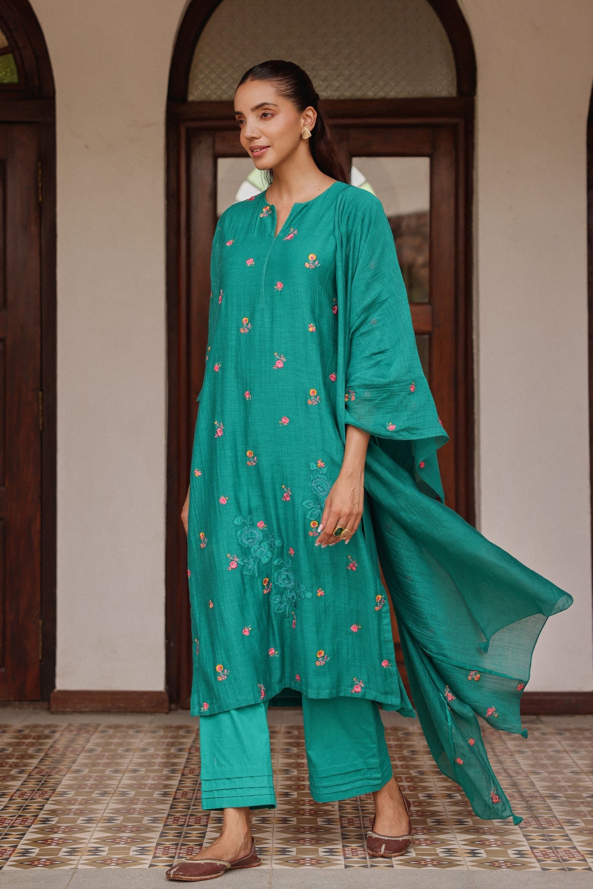 Teal Bloom Kurta Set