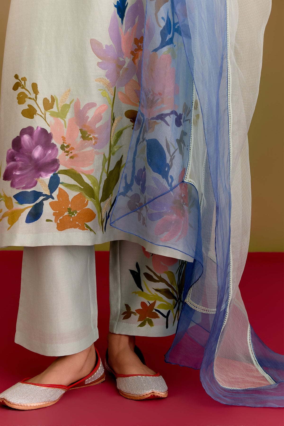 Blue Hand Painted Kurta Set