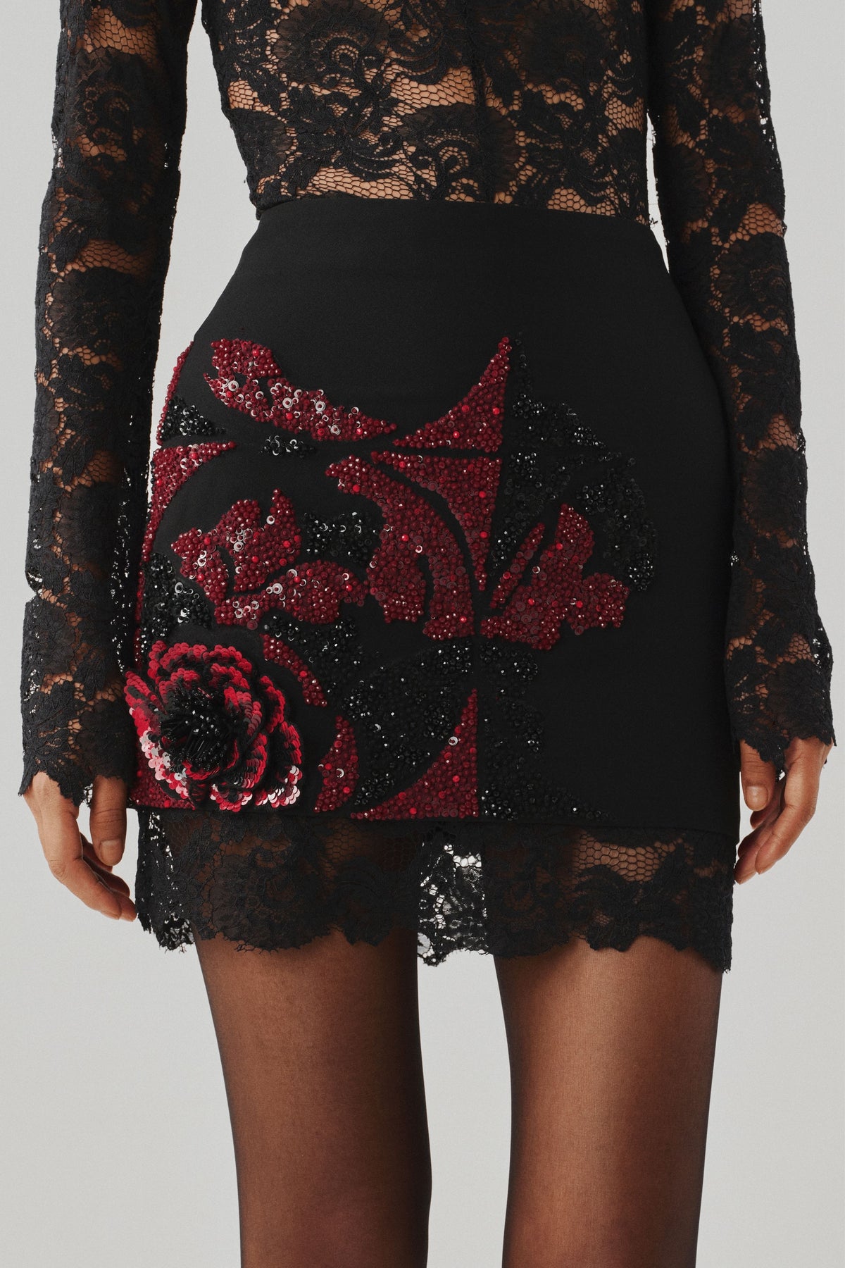 Wild Rose Embroidered Mini Skirt