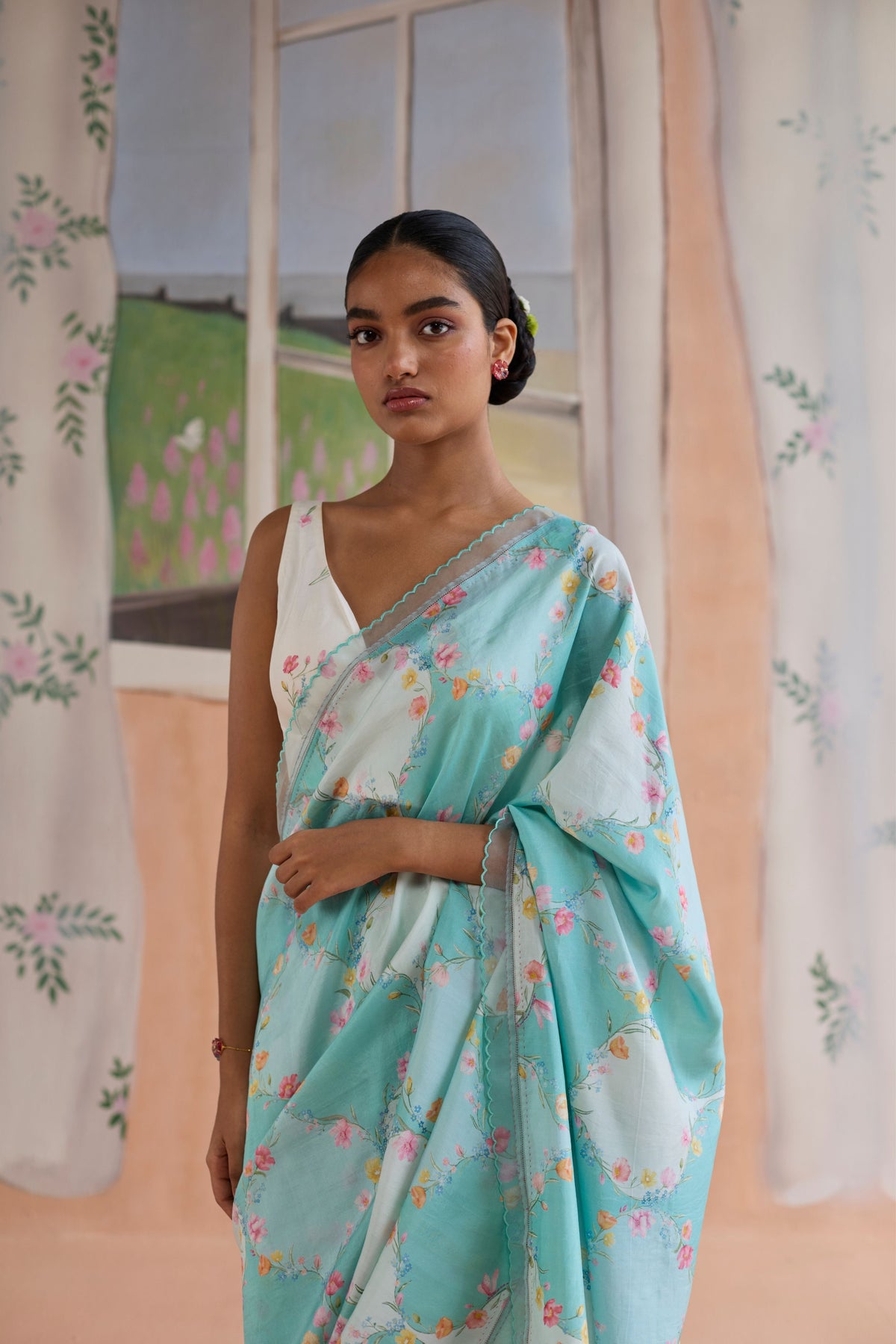 Drift and Dream Aqua Mulberry Silk Sari