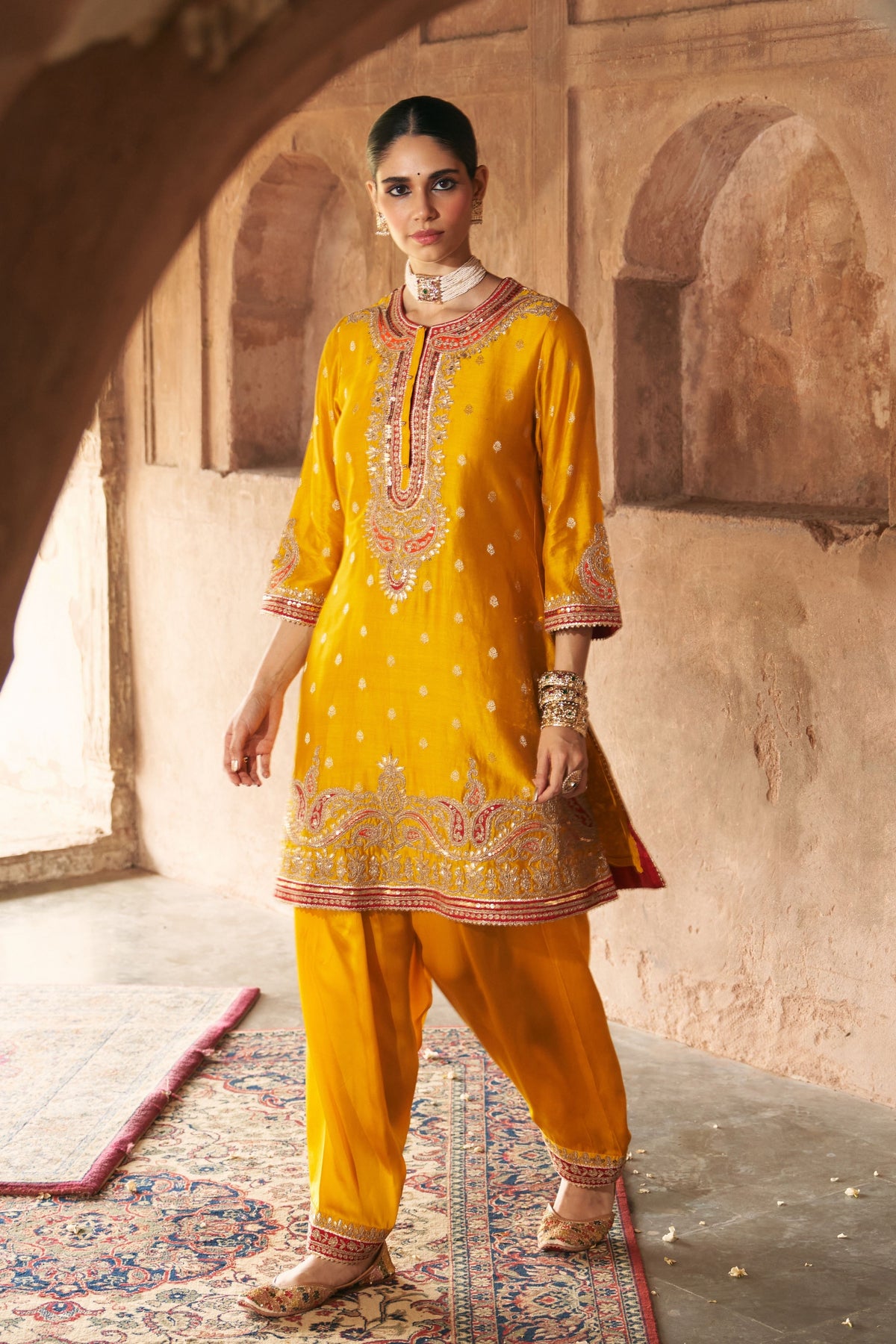 Farhana Mustard Kurta Set