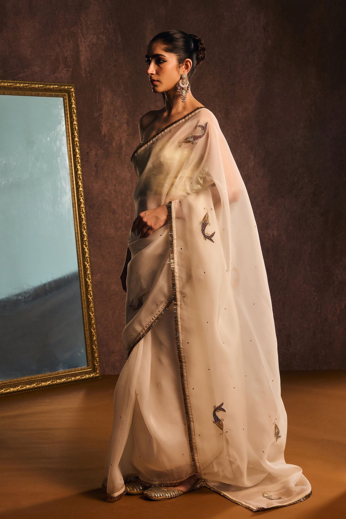 Ivory Matsya Saree
