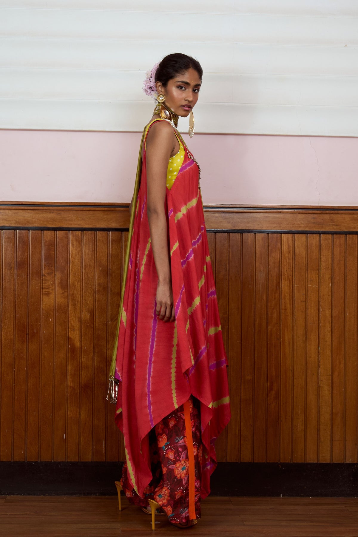 Waheeda Coral Hankerchief Kurta Set