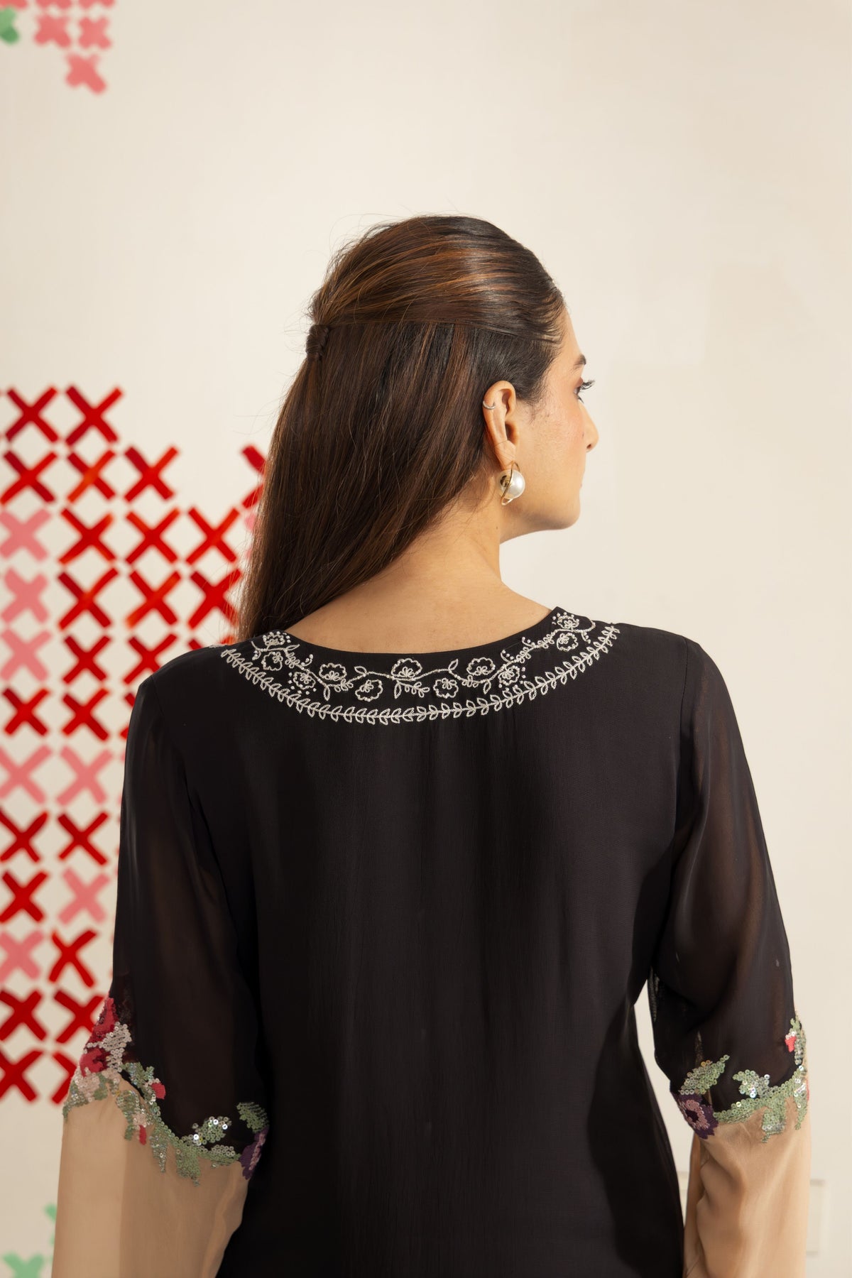 Black Beige Harmony Tunic Set