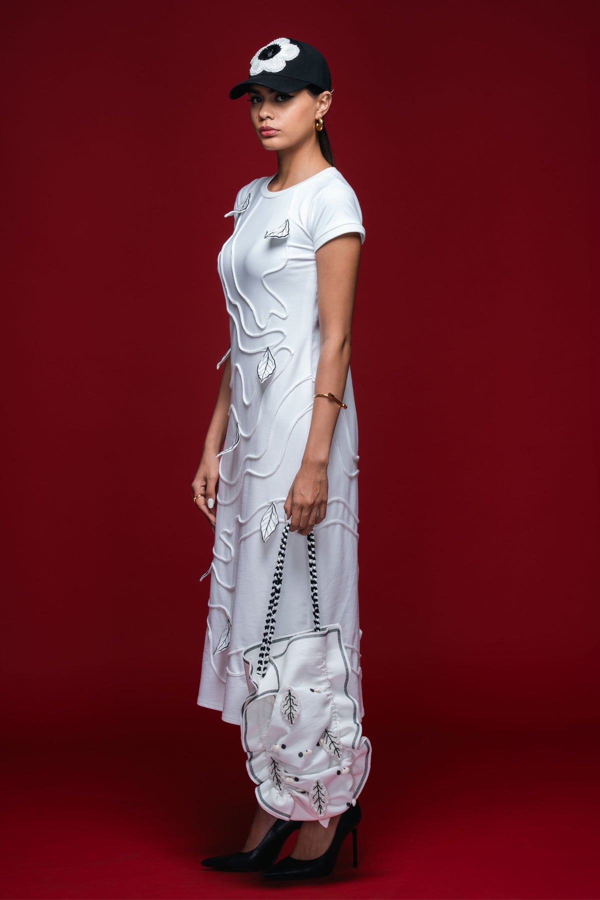 White Stemline Column Dress