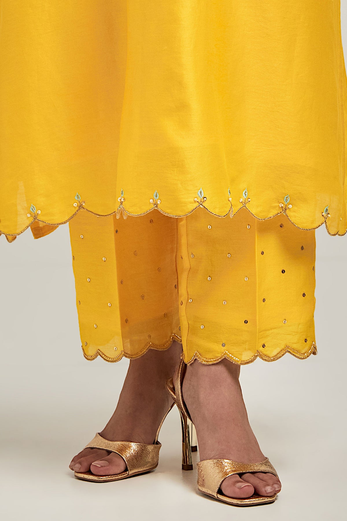 Embroidered Yellow Kurta Set