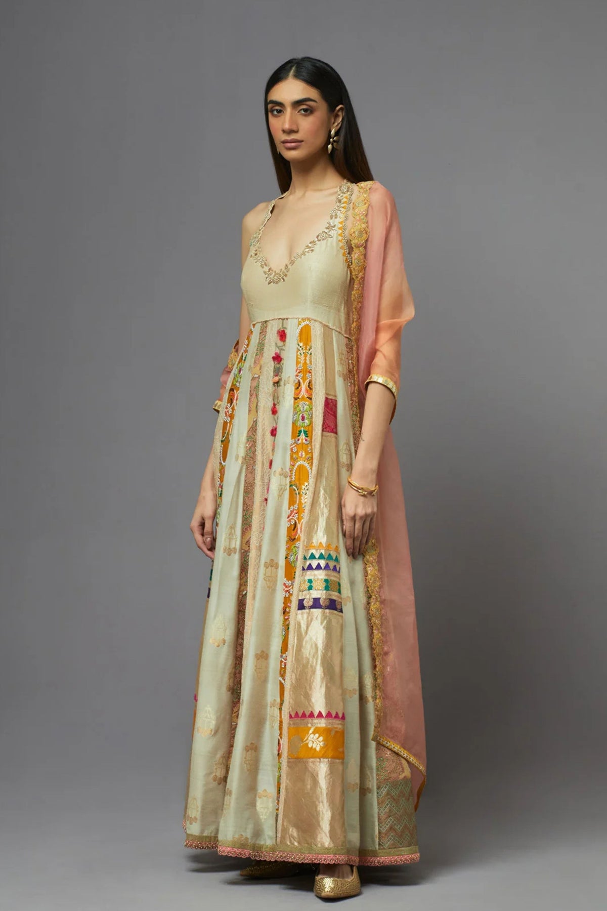 Ivory Embellished Anarkali Set