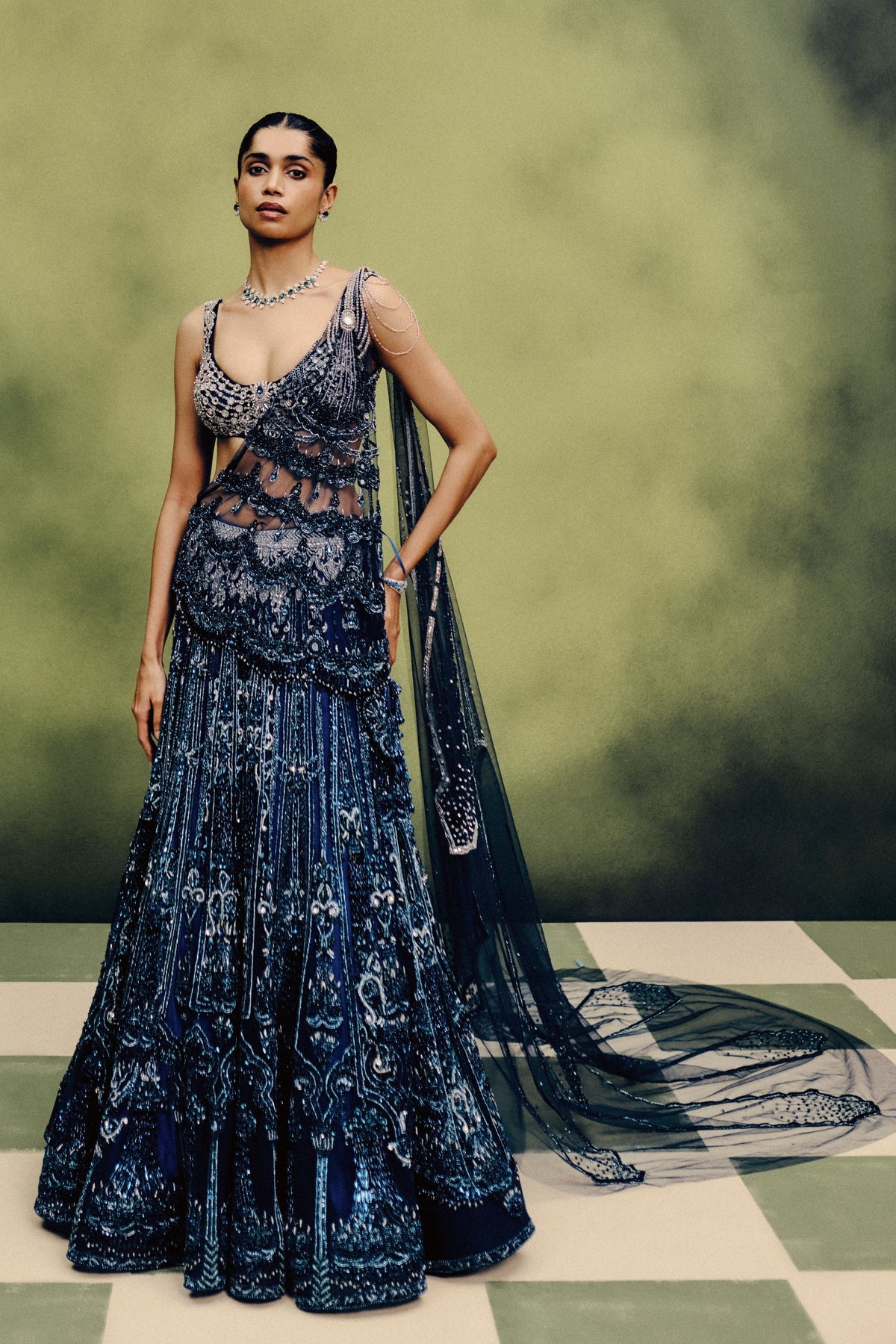 Oceanfire Cocktail Lehenga Set
