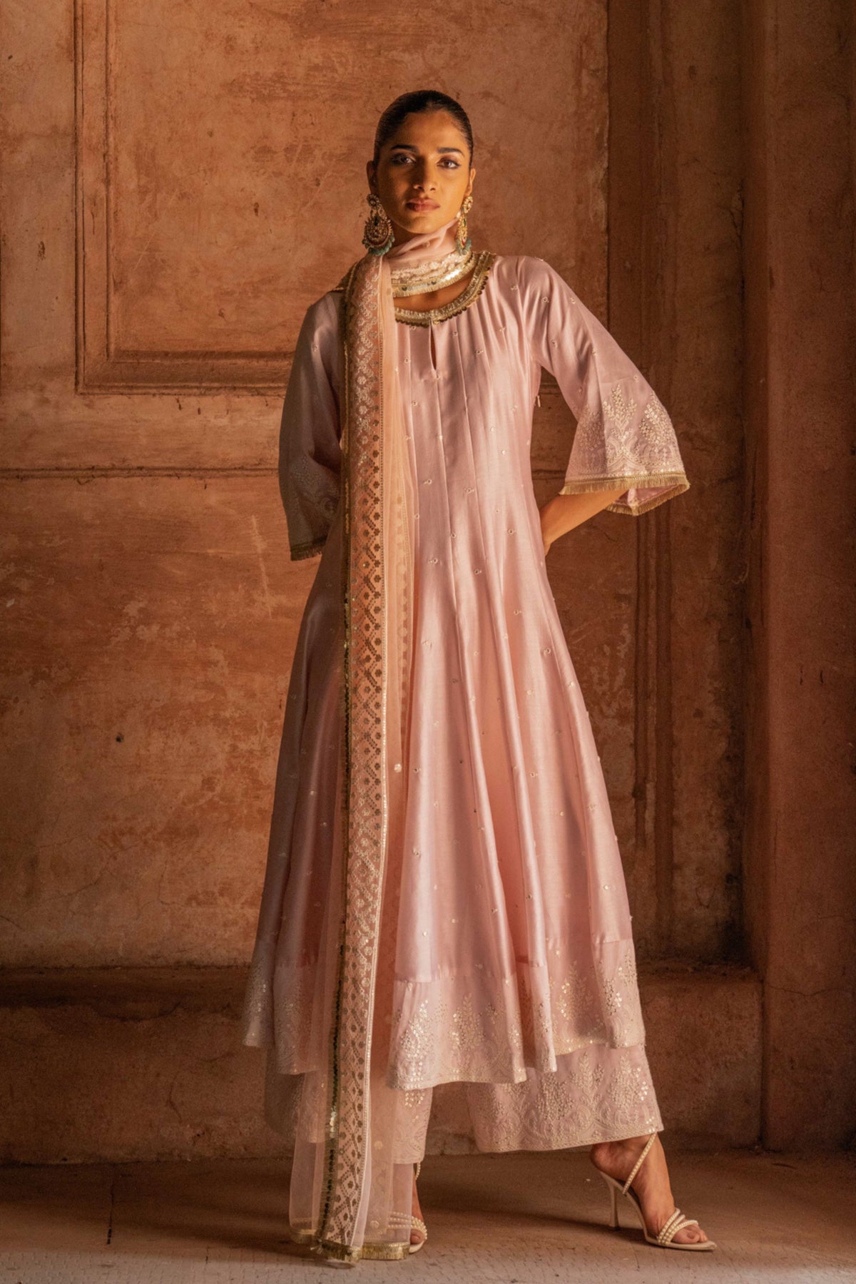Forest Onion Pink Anarkali Set