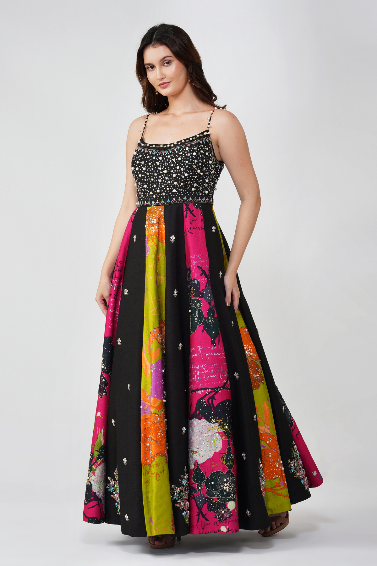 Flower and Crystal Anarkali Set