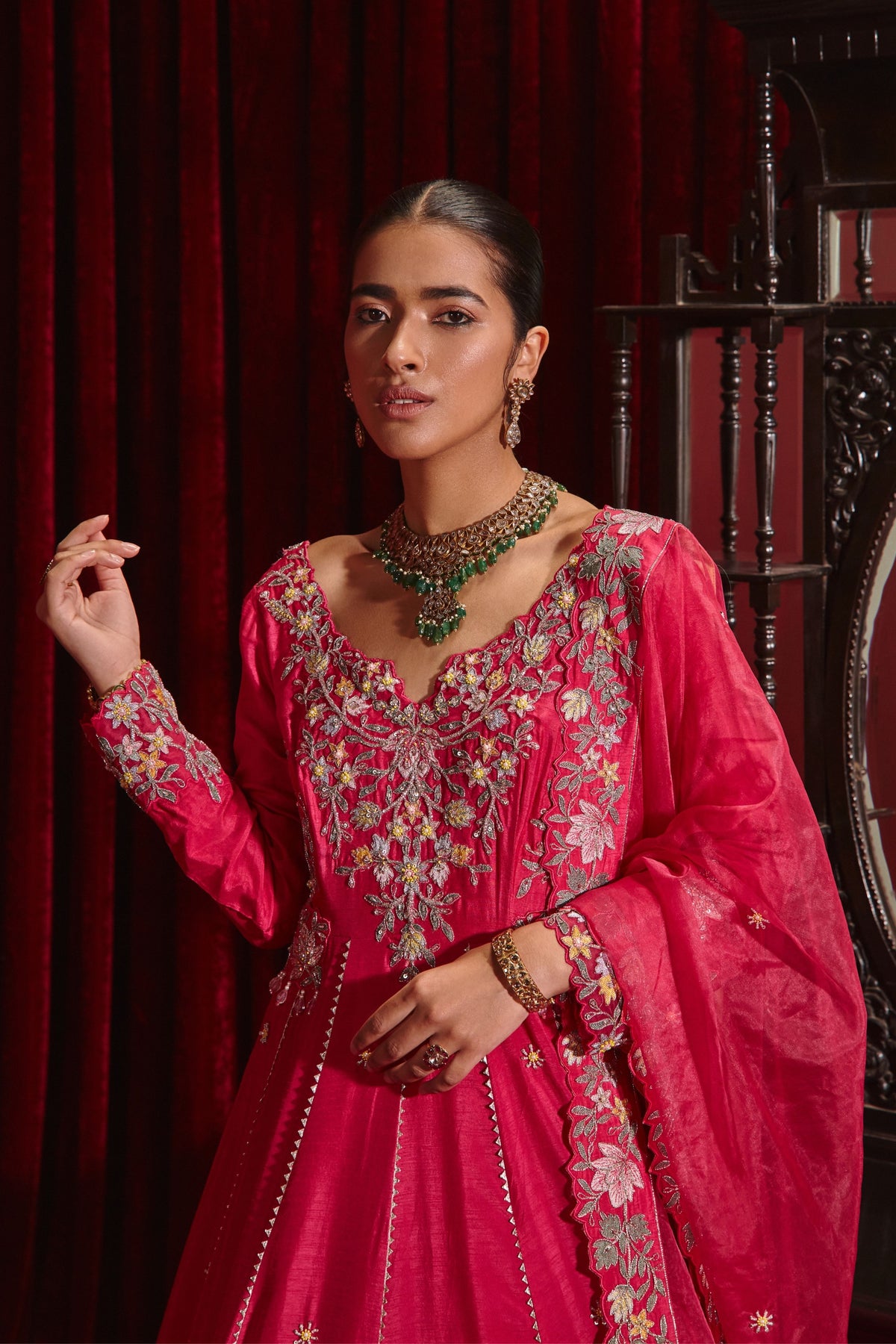 Rani Naira Anarkali Set