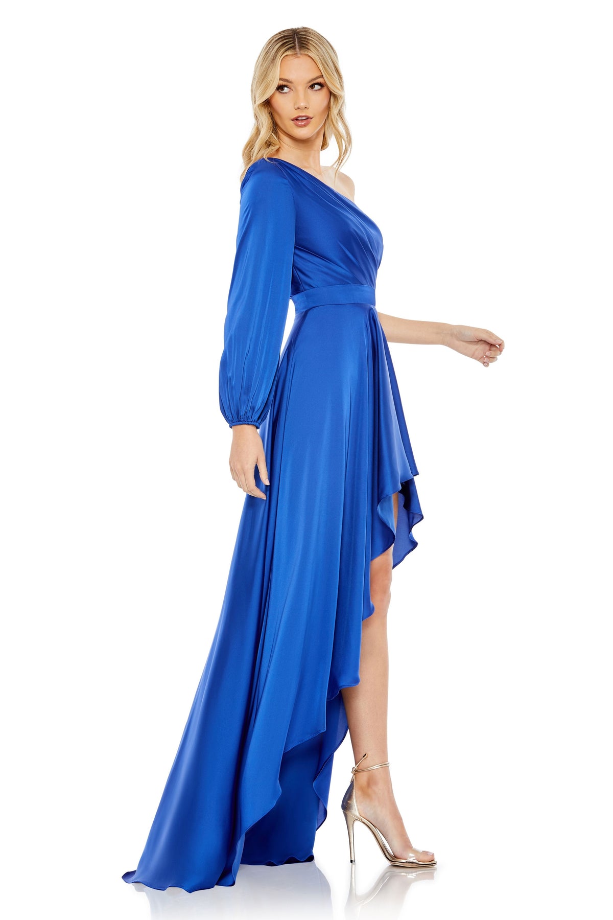 Side Zipper One Shoulder Gown