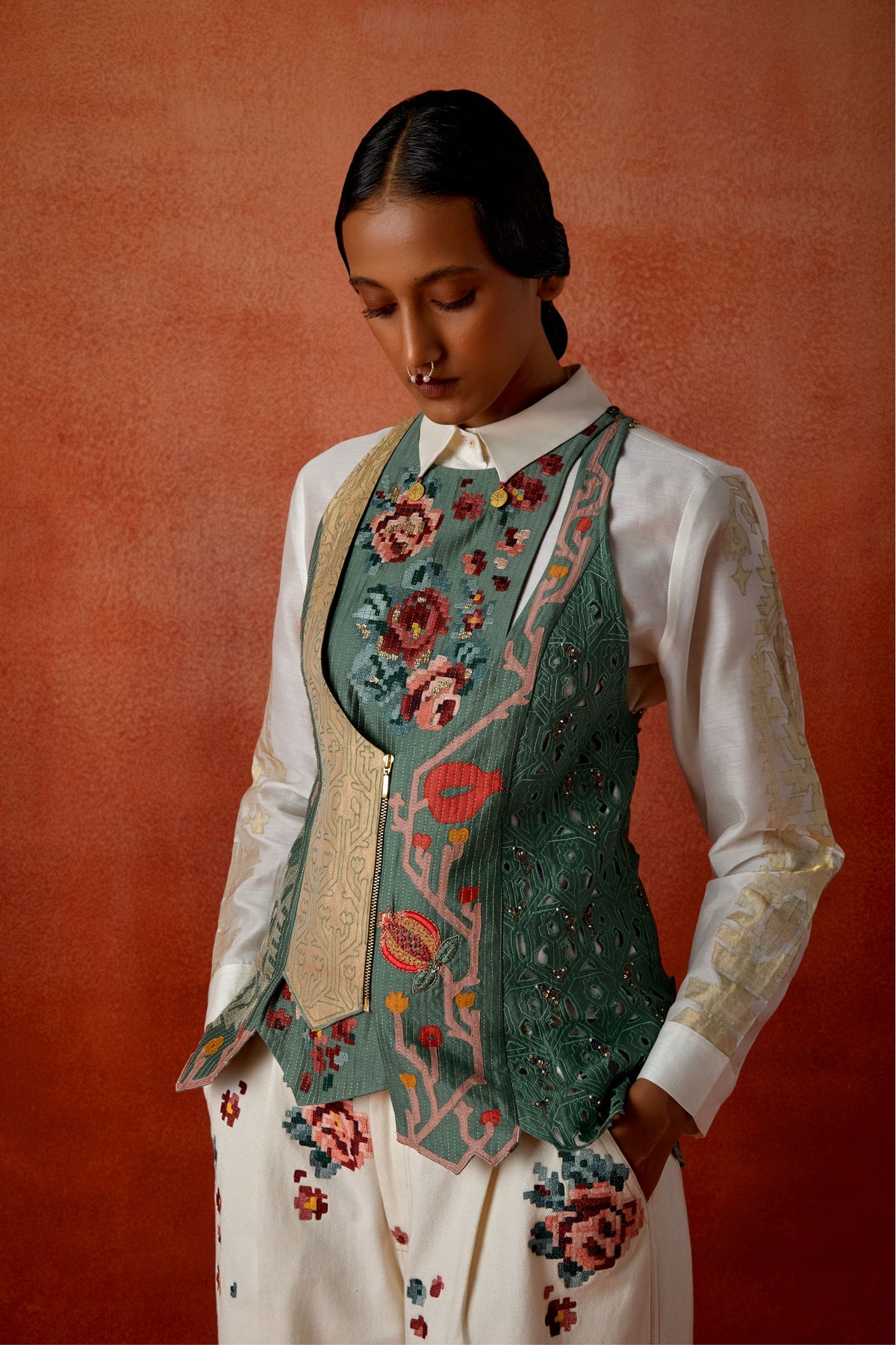 Teal Denim Jacket Set