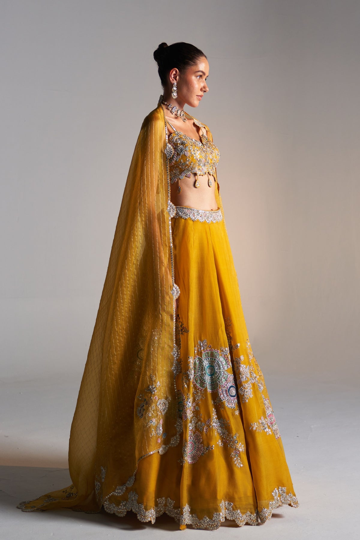 Honey Gold Embroidered Lehenga Set