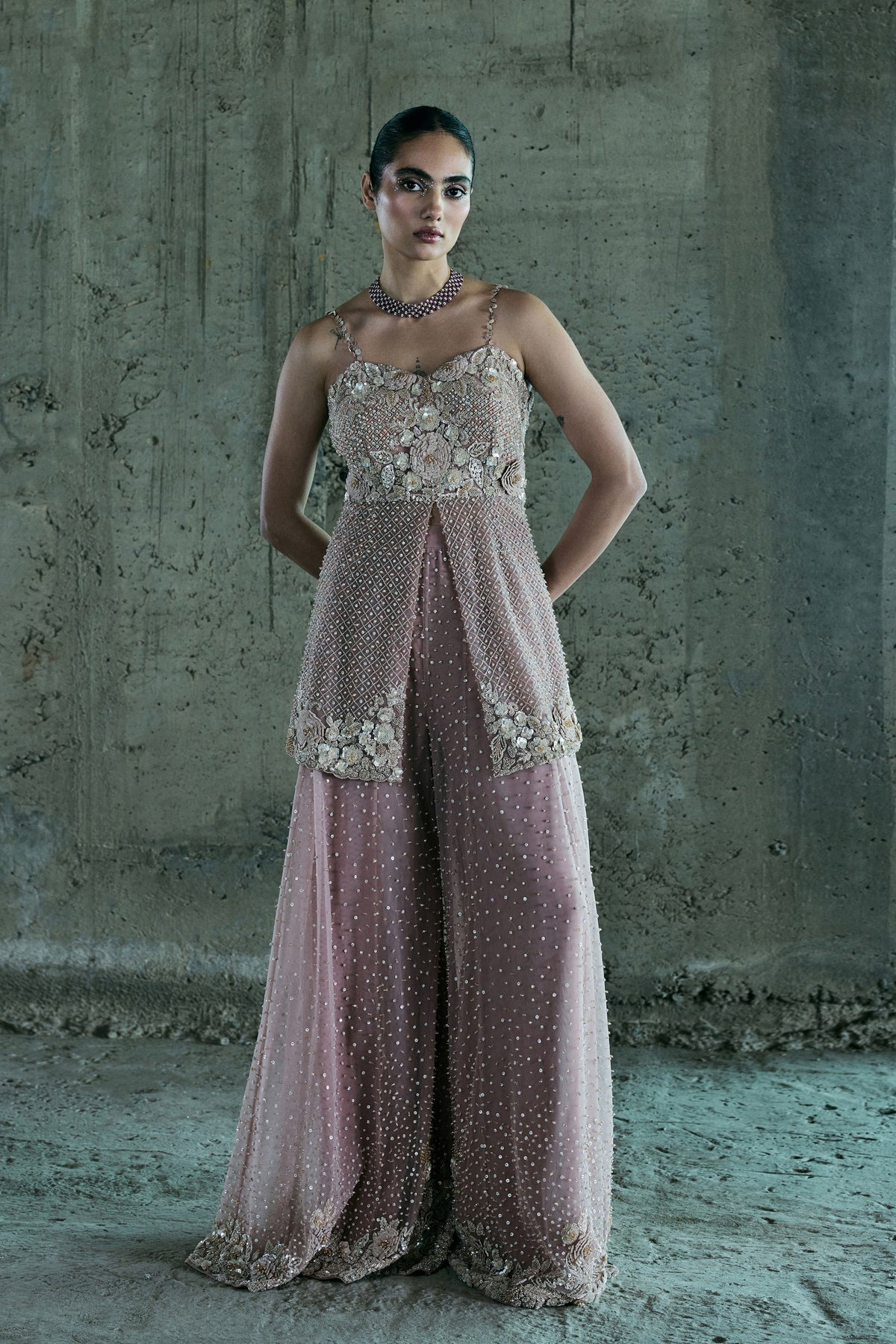 Rose Gold Occassional Sharara Set
