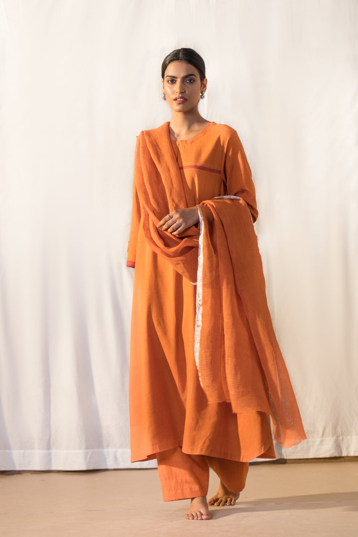 Linen orange dupatta