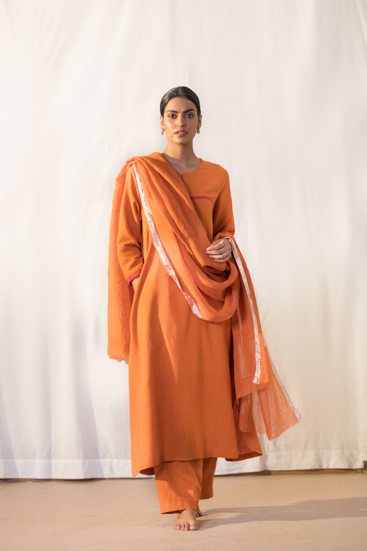 Linen orange dupatta