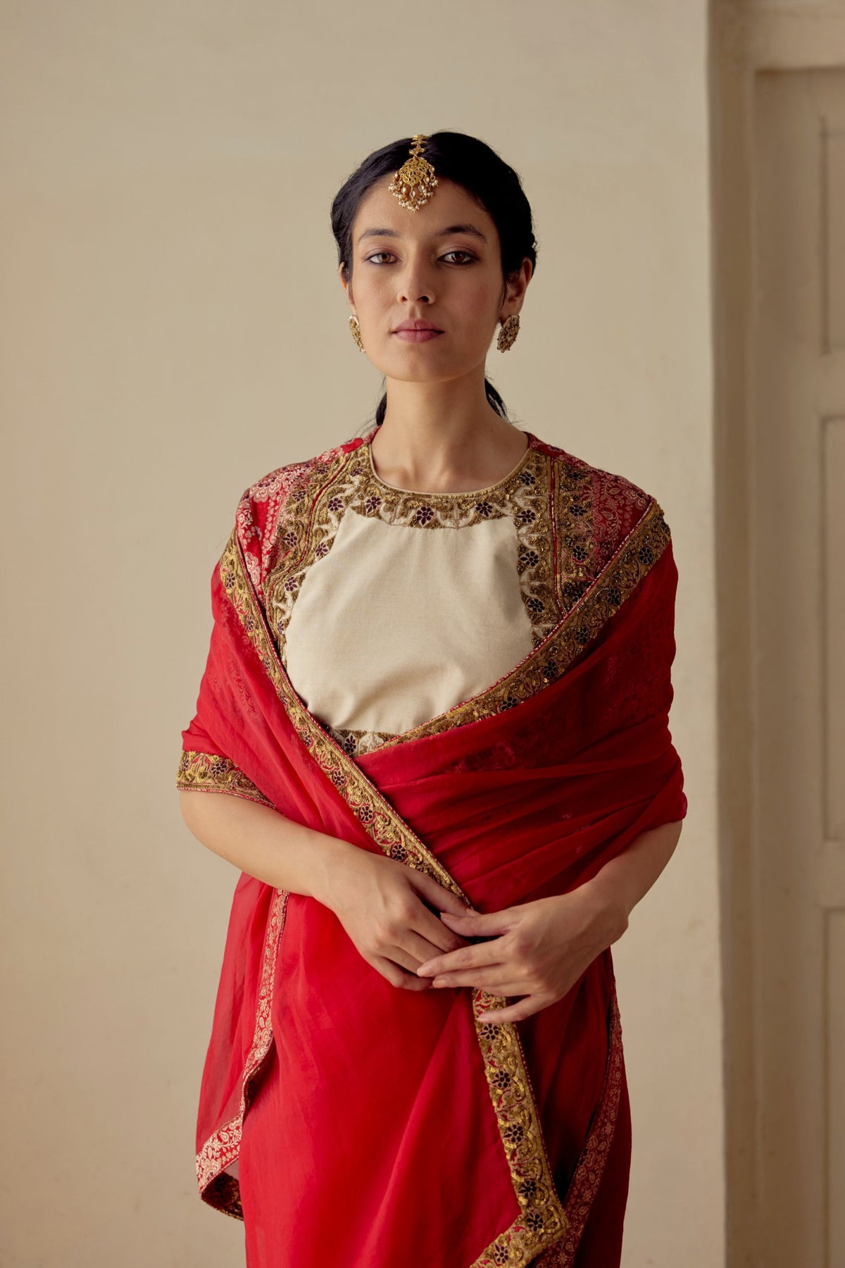 Indra Silk Organza Red Saree