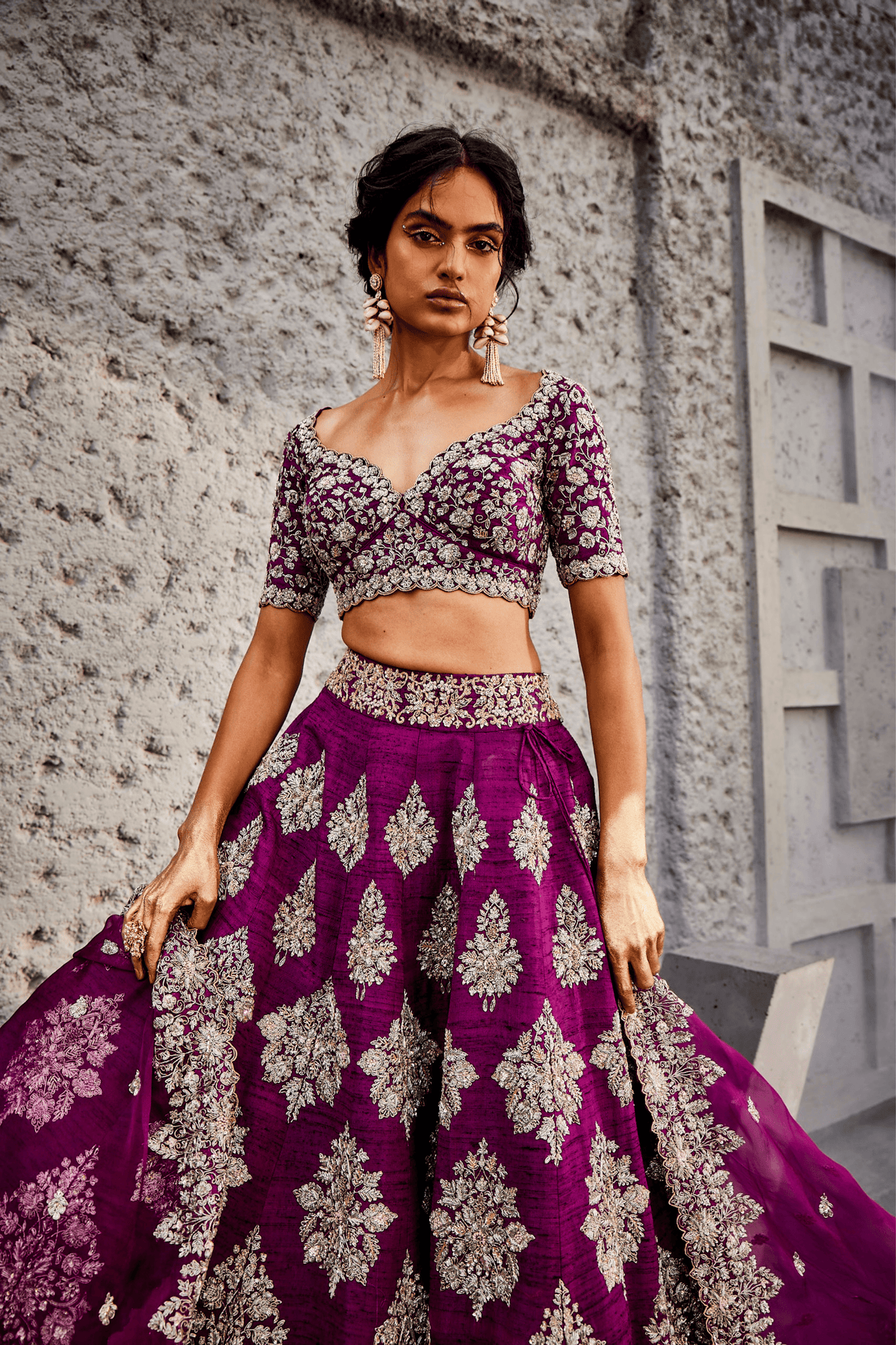 Purple Big Bootha Lehenga