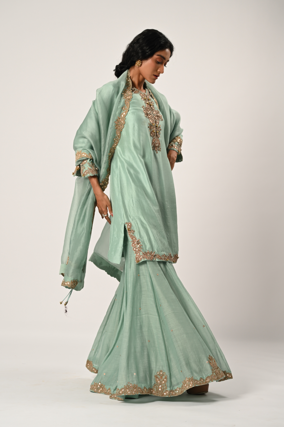 Powder Blue Sharara Set
