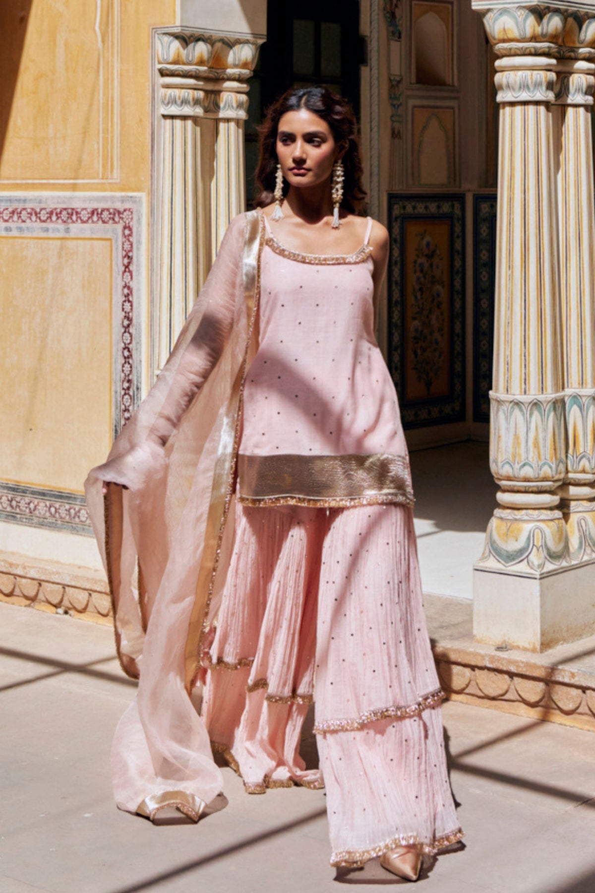 Vintage Blush Spaghetti Sharara Set