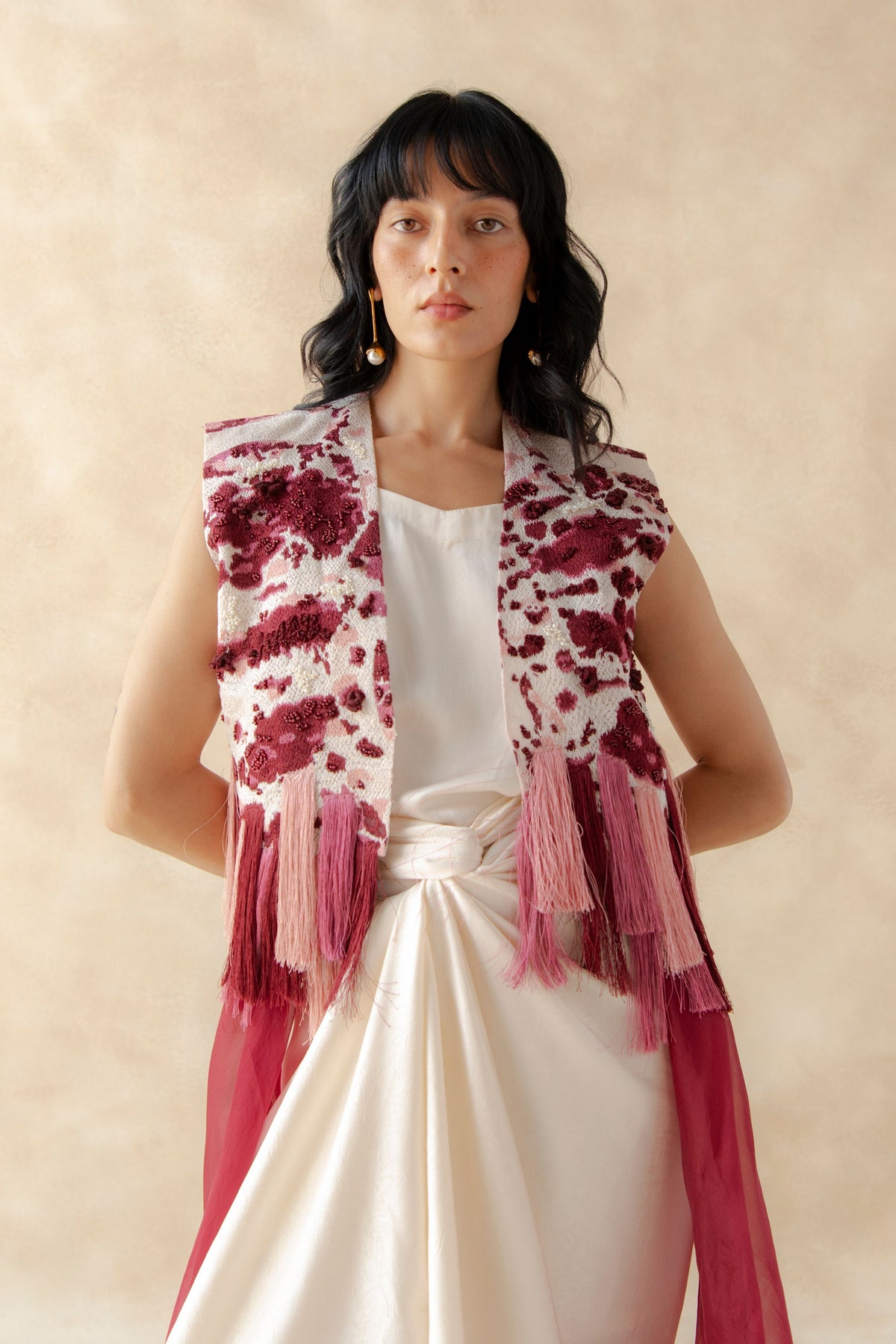Embroidered Jacket With Wrap Dress