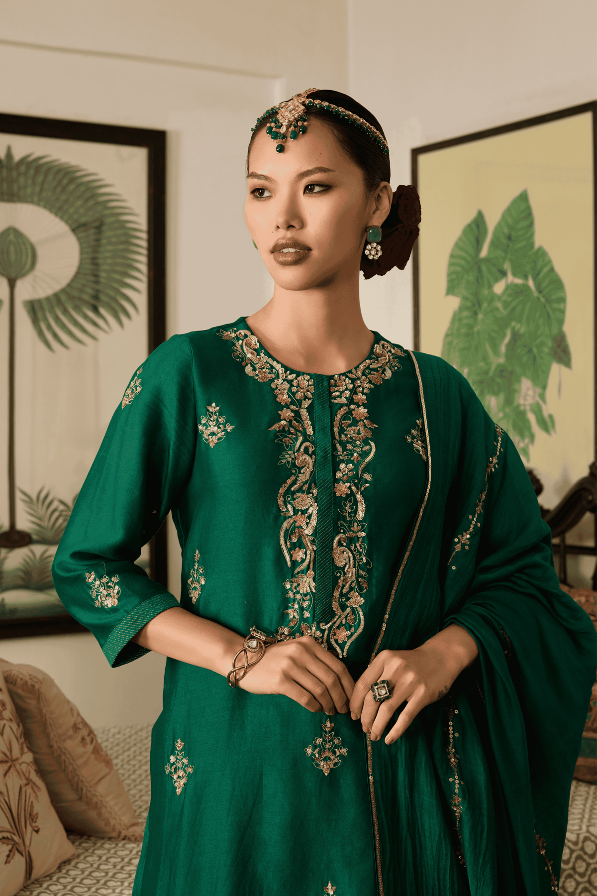 Green Silk Kurta Set
