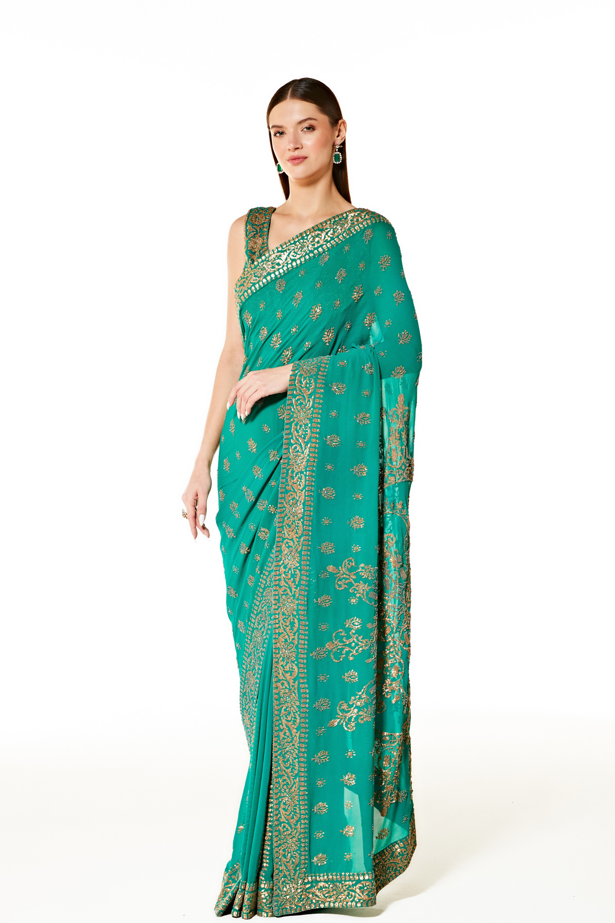 Zaynab Sea Green Saree Set