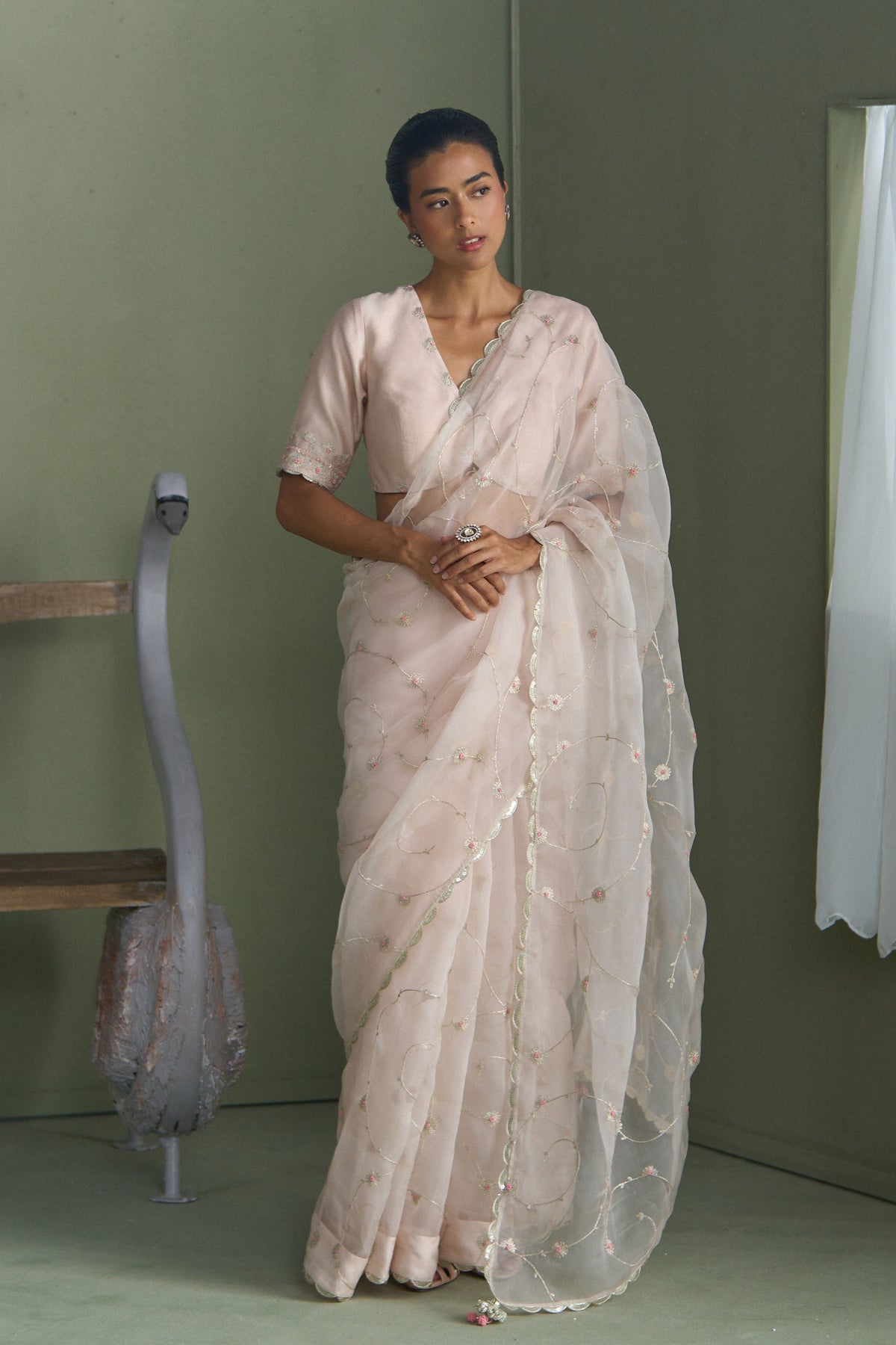 Clara Pink Saree Set