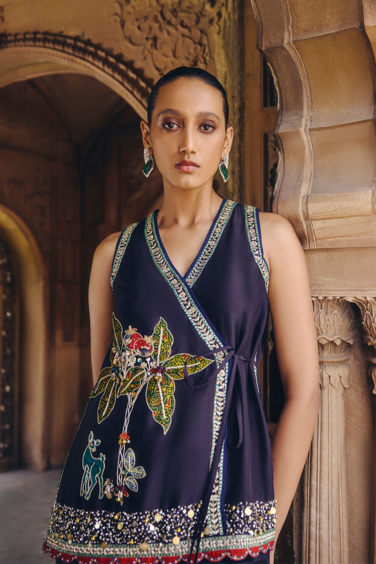 Amber Ajrakh Sharara Set