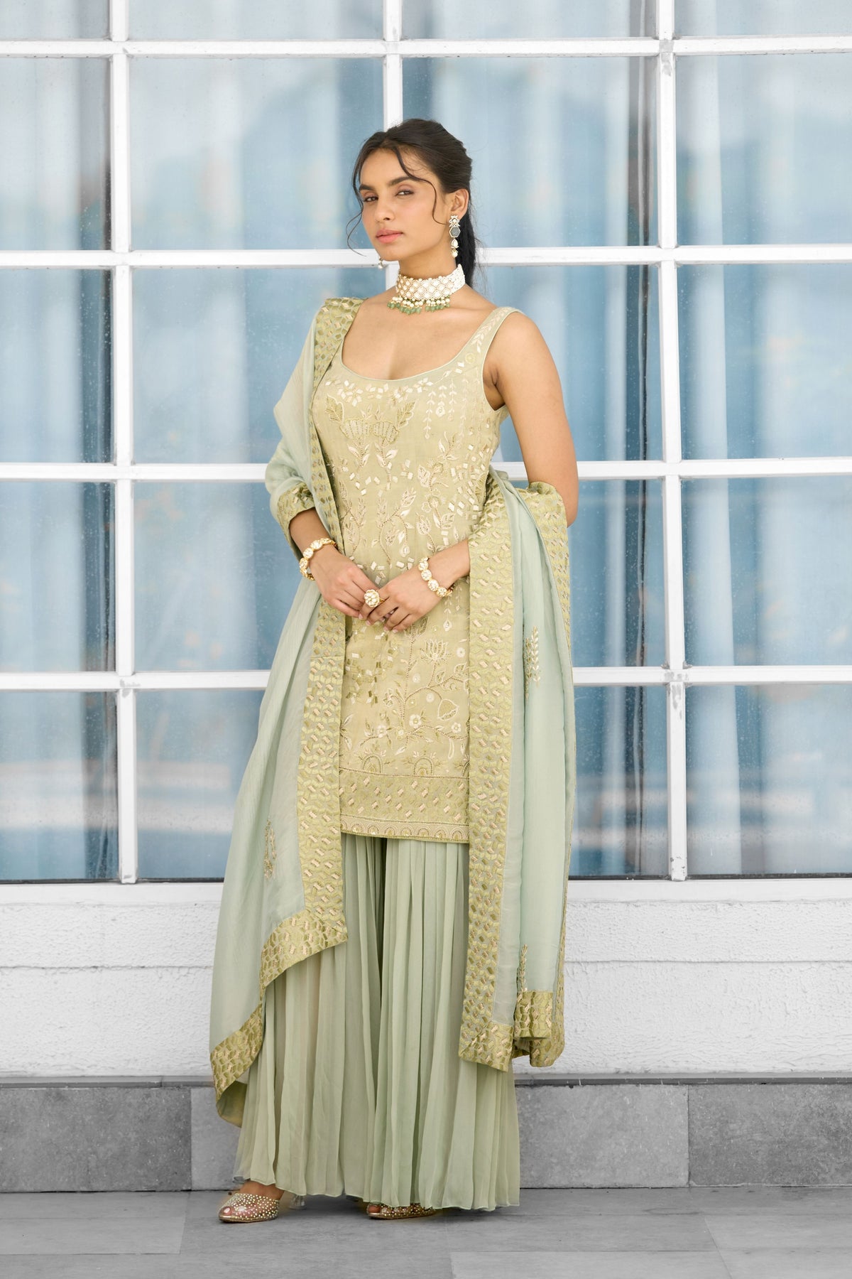 Moss Mirage Sharara Set