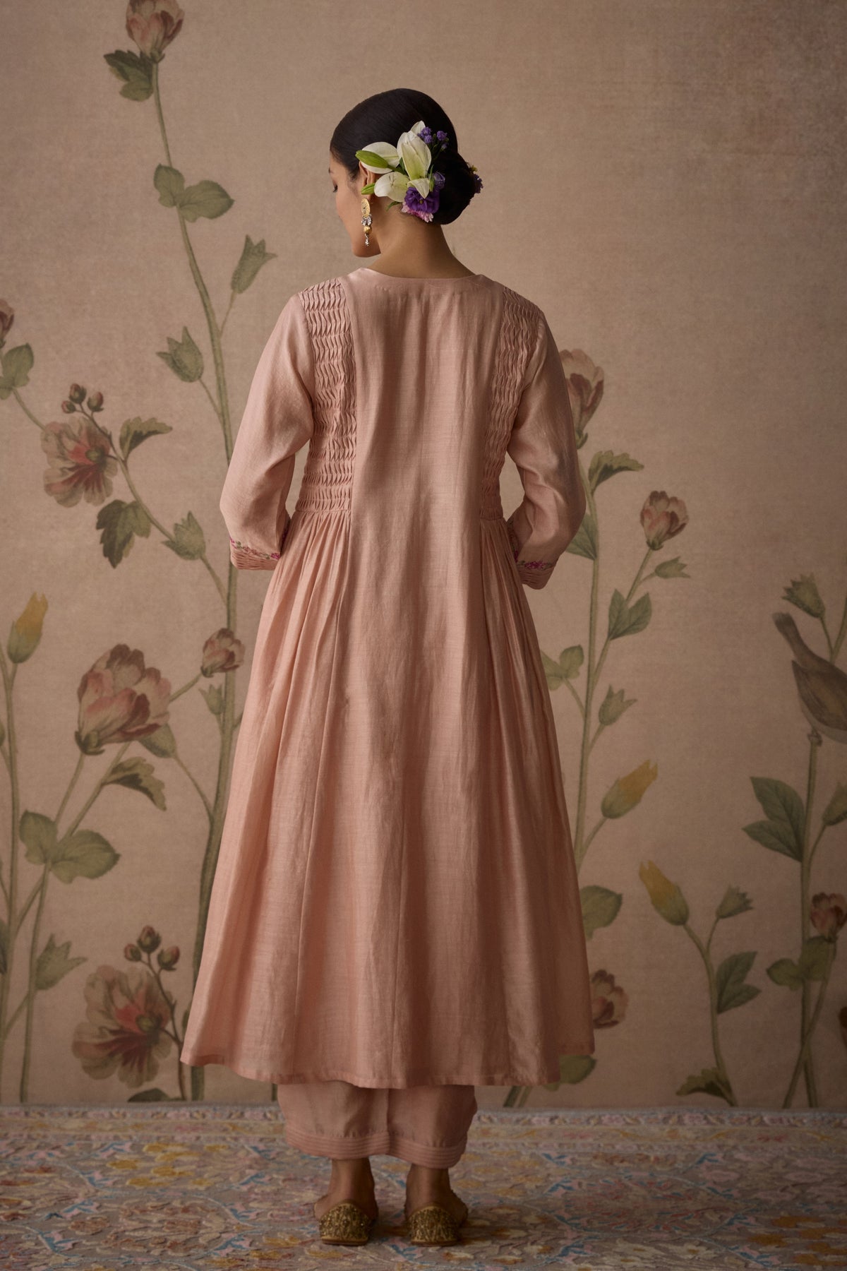 Pink Pintuck Embroidered Kurta Set