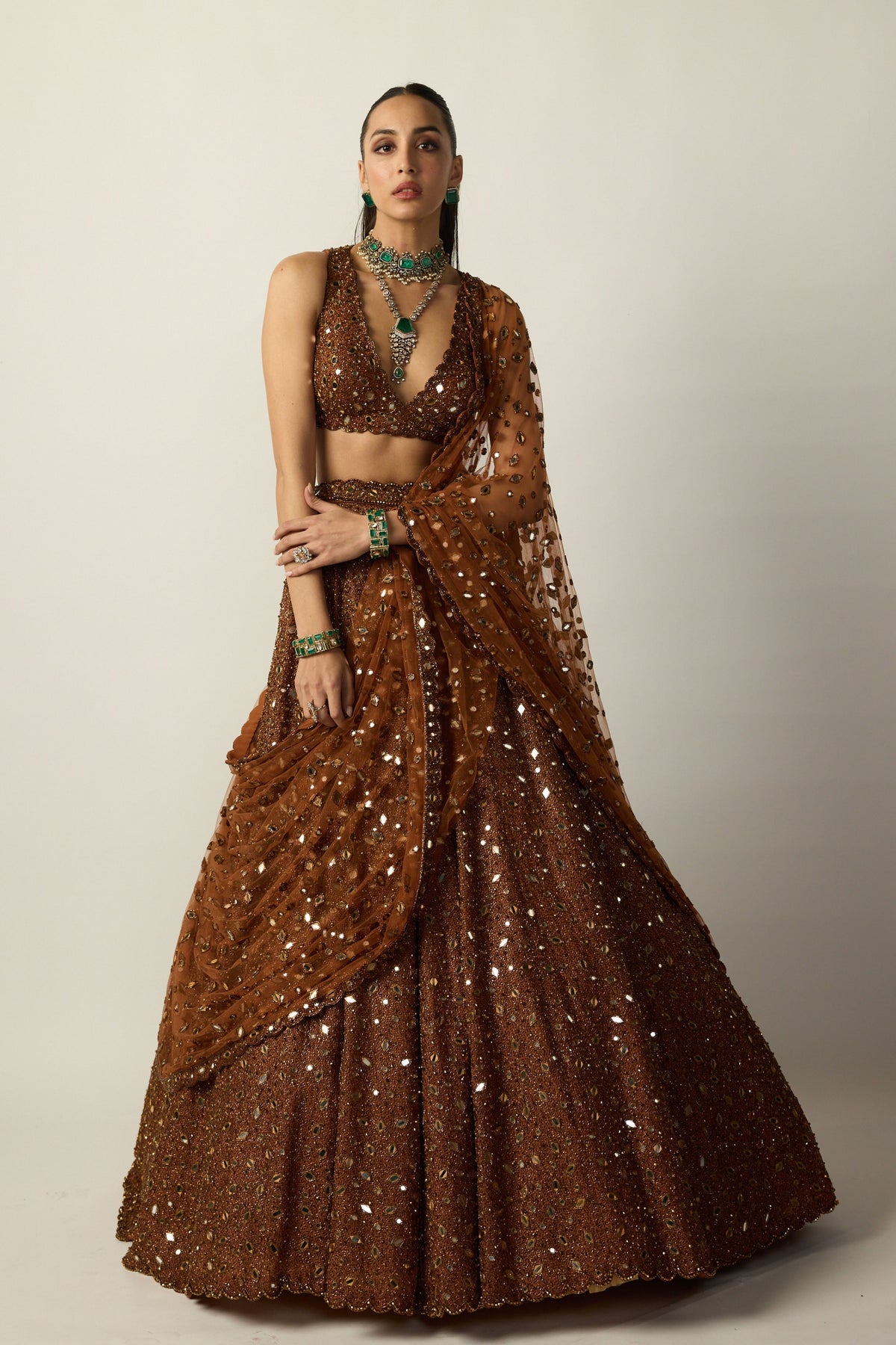 Metallic Copper Lehenga Set