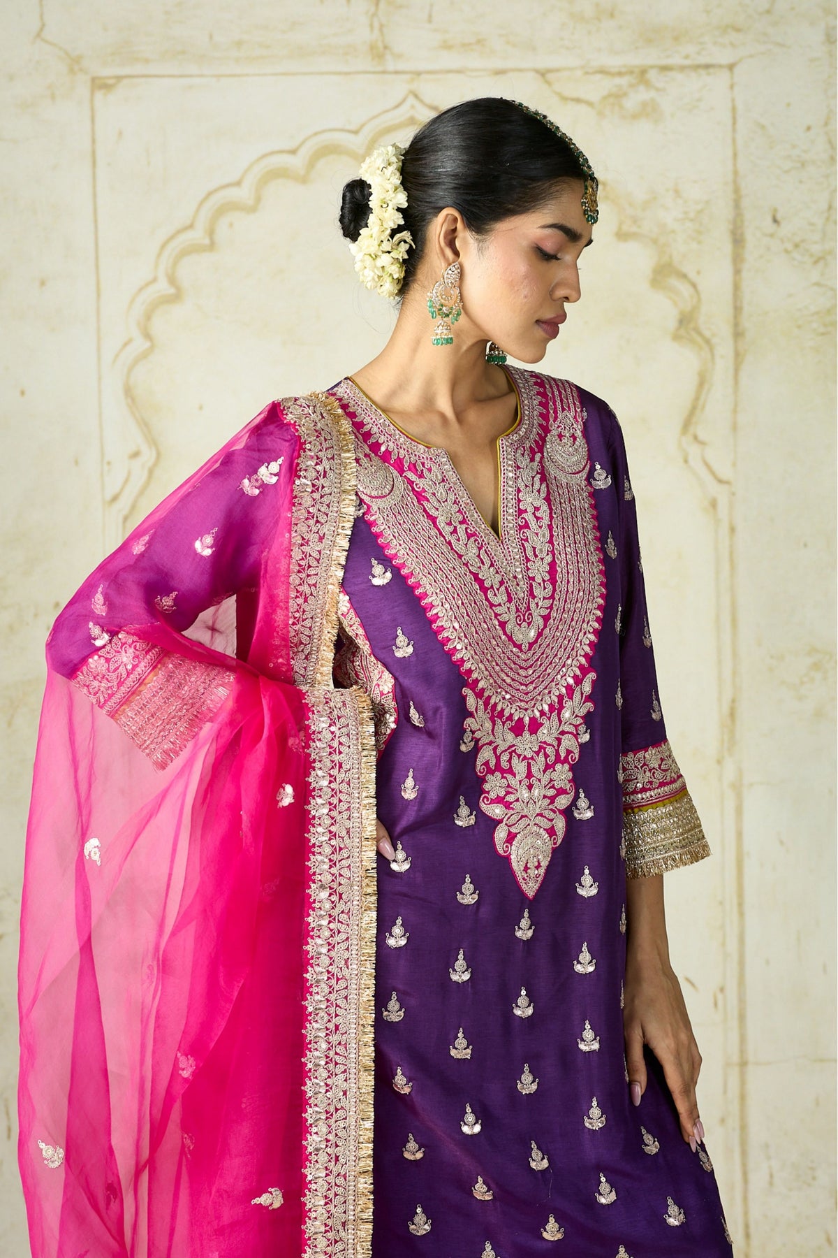 Purple Fitoor Sharara Set