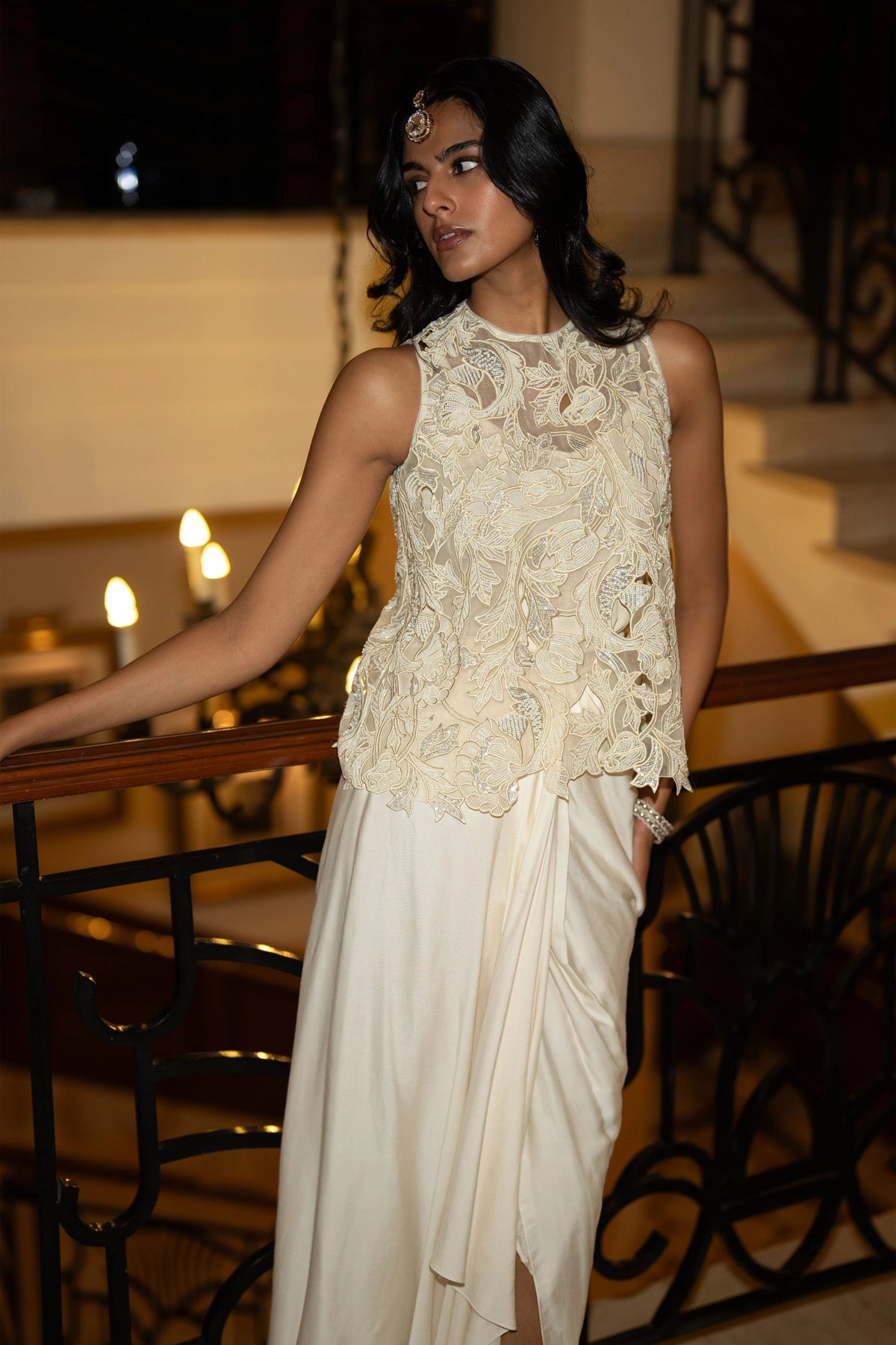 Scalloped Top & Draped Skirt