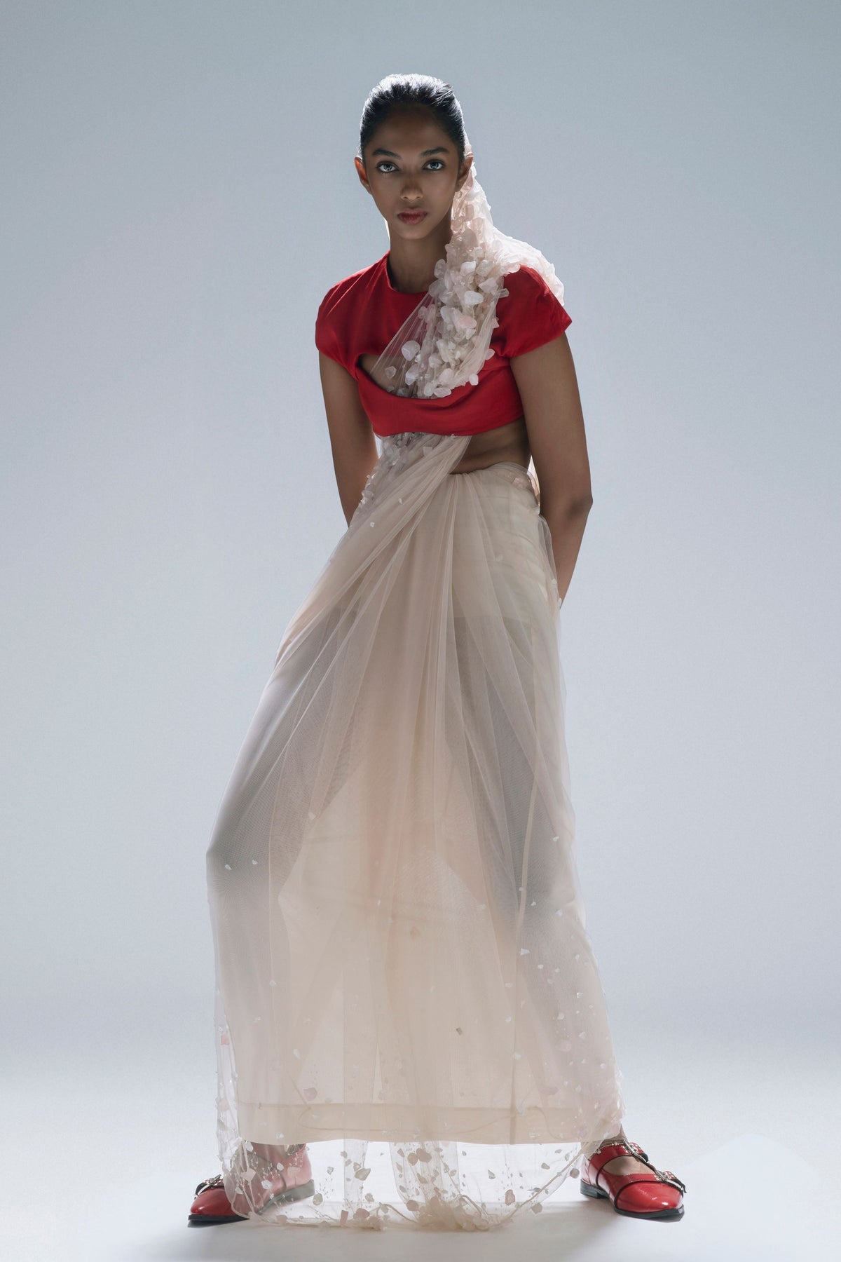 Gemstone Tulle Saree