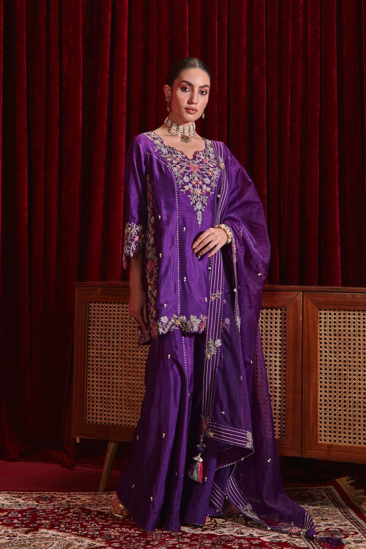 Purple Manu Sharara Set