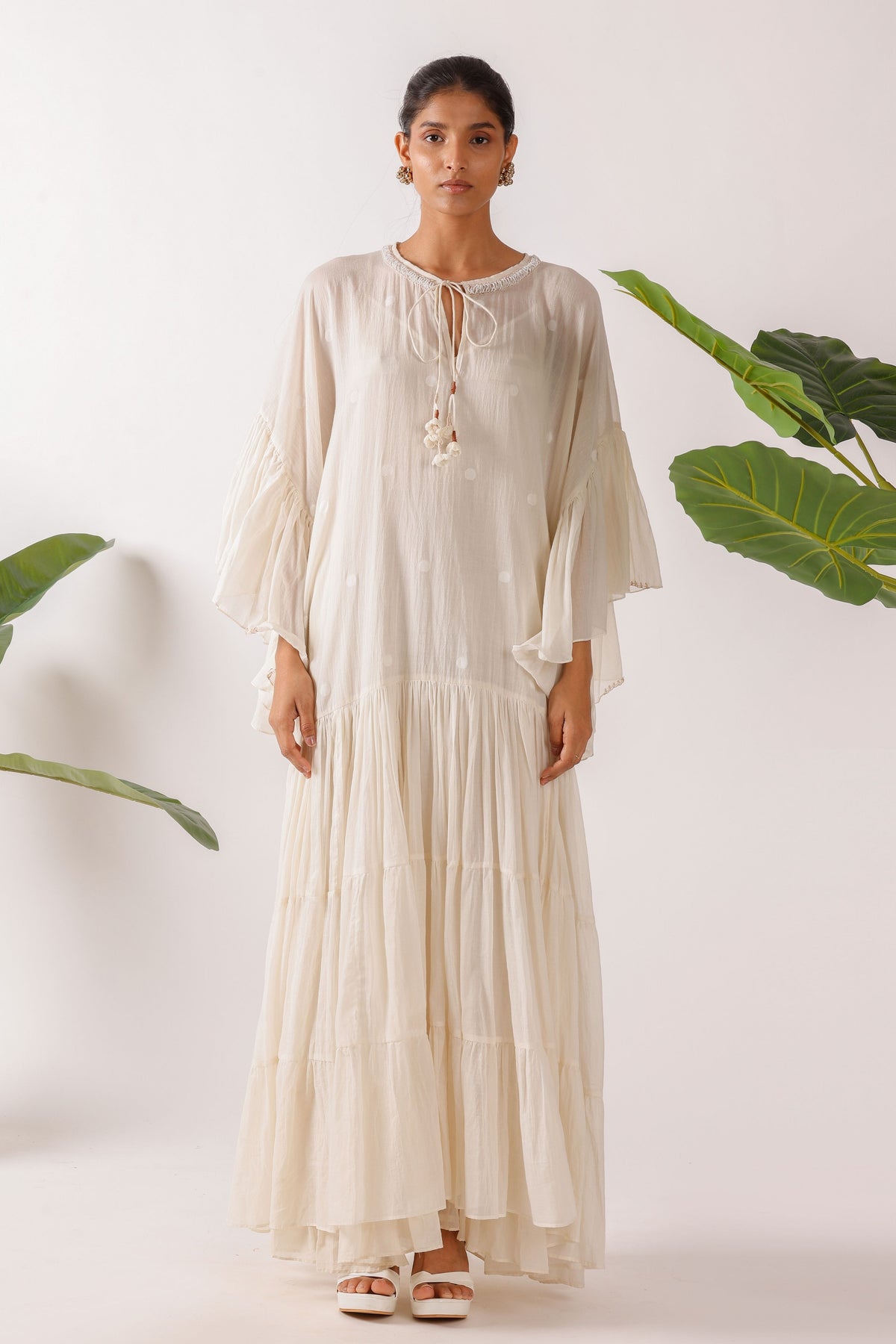 Jamdani Pearl Embroidered Long Dress