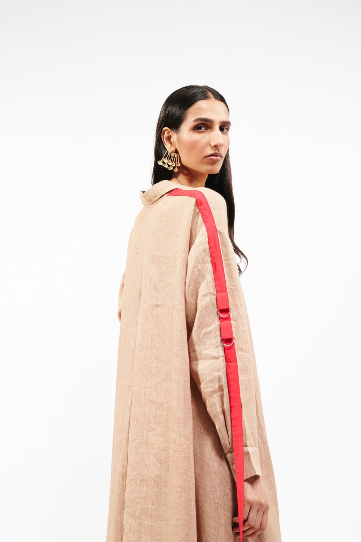 Nude Draped Dhoti Skirt