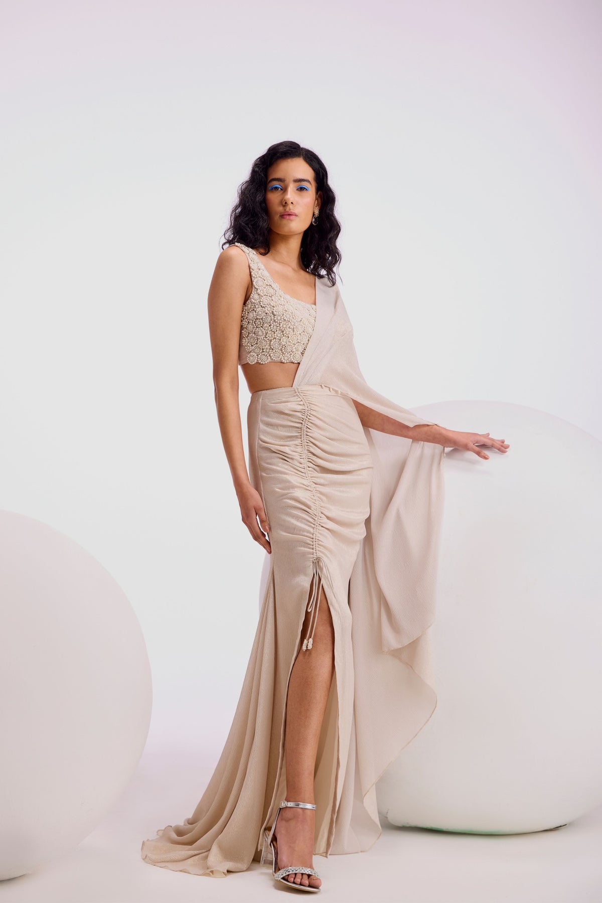 Zenobia Shimmer Drape Saree Set