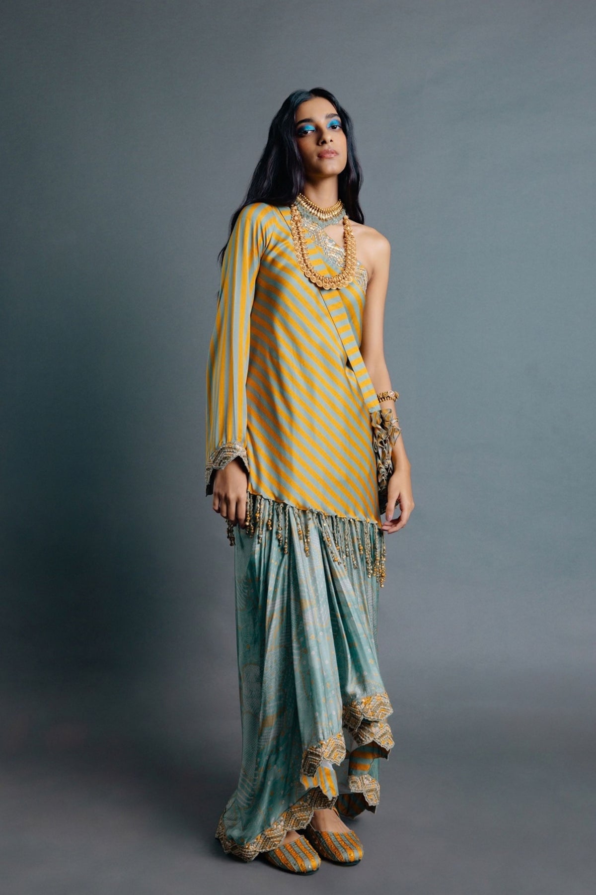 Asymmetric One Shoulder Skirt Set